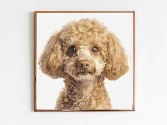 Light Brown Poodle Dog Cross Stitch Pattern Sewing Embroidery DMC Wildlife Animal Nursery Artwork Scandi Doggo Minimal Dog Pet Gift