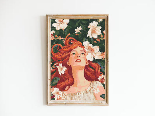 William Morris Style Botanical Portrait Cross Stitch Sewing Modern Embroidery Pattern Artwork Art Needlework Embroidery Cottagecore Artwork