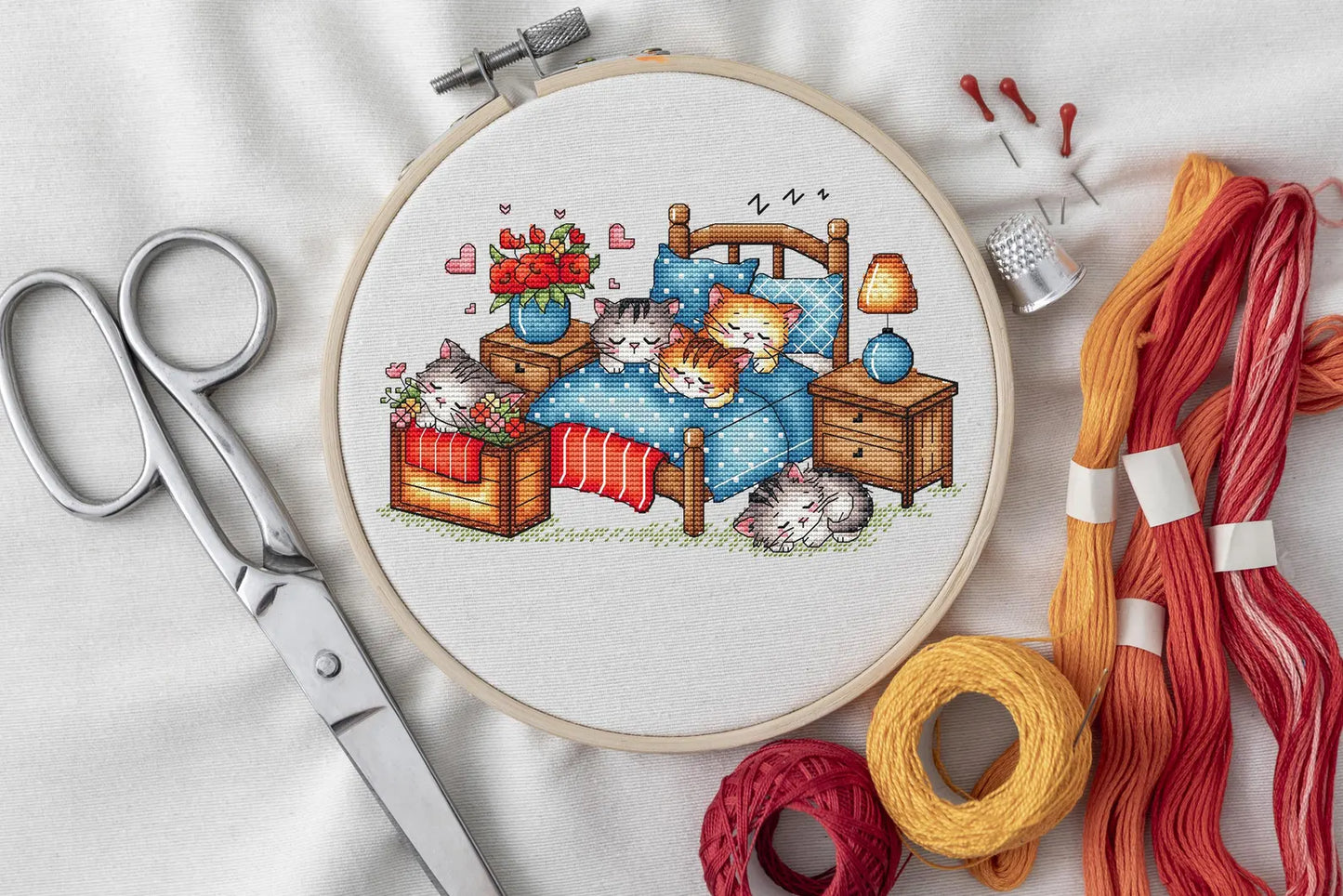 Sleeping kittens Cross Stitch Pattern, Animal Counted Cross Stitch, Kawaii Cats, Kittens Cross Stitch Digital File Instant Download PDF