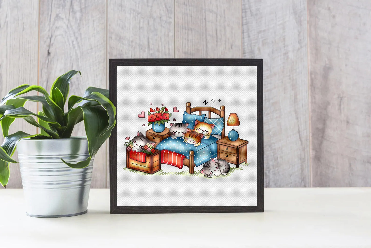 Sleeping kittens Cross Stitch Pattern, Animal Counted Cross Stitch, Kawaii Cats, Kittens Cross Stitch Digital File Instant Download PDF