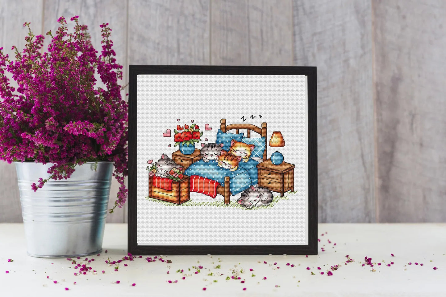 Sleeping kittens Cross Stitch Pattern, Animal Counted Cross Stitch, Kawaii Cats, Kittens Cross Stitch Digital File Instant Download PDF