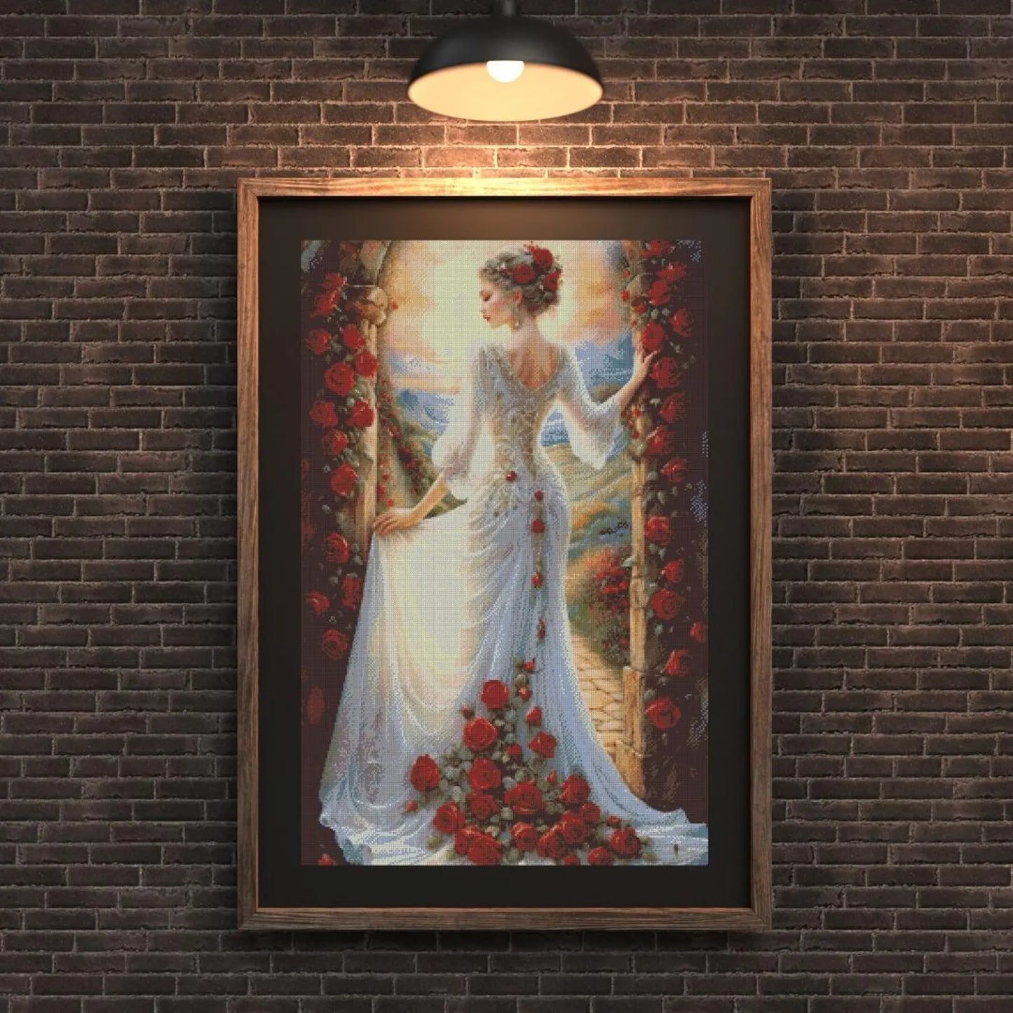 Whispers of Roses: Enchanted Bride Cross Stitch Pattern- Printable Chart PDF Format Needlework Embroidery Crafts DIY DMC color
