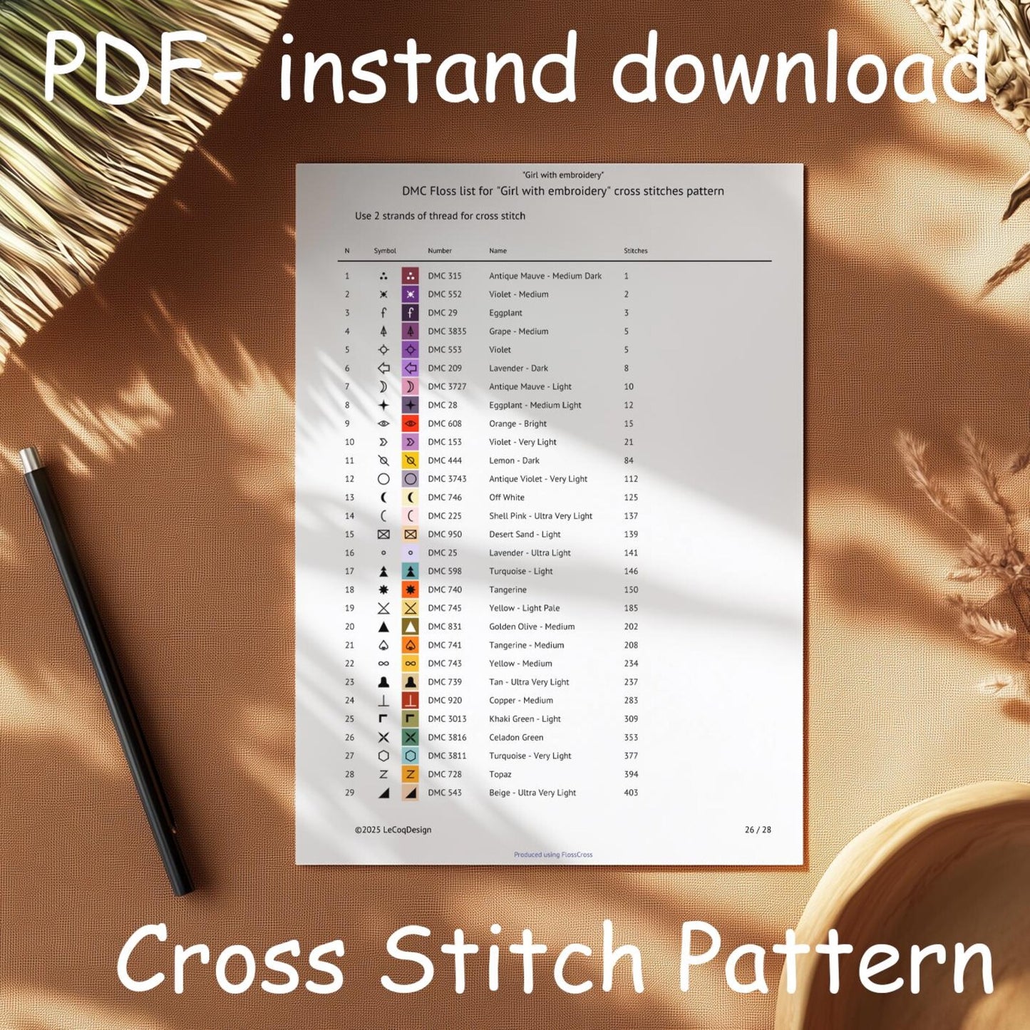 Embroidery Girl Cross Stitch Pattern: "GIRL EMBROIDERY PDF" Sewing machine cross pattern Punto de cruz Modern Cross stitch pattern