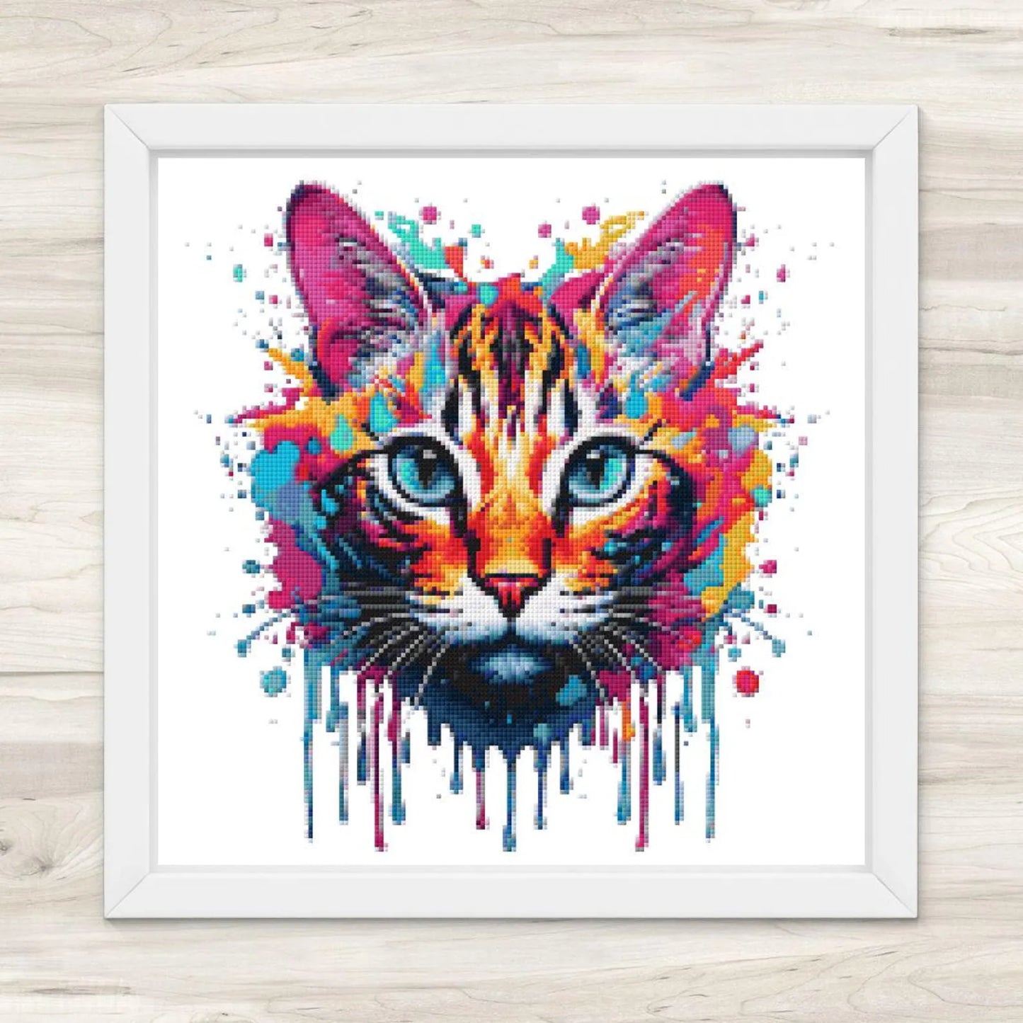 Cross Stitch Pattern: Splatter Cat Art Motif 3 - PDF Instant Download