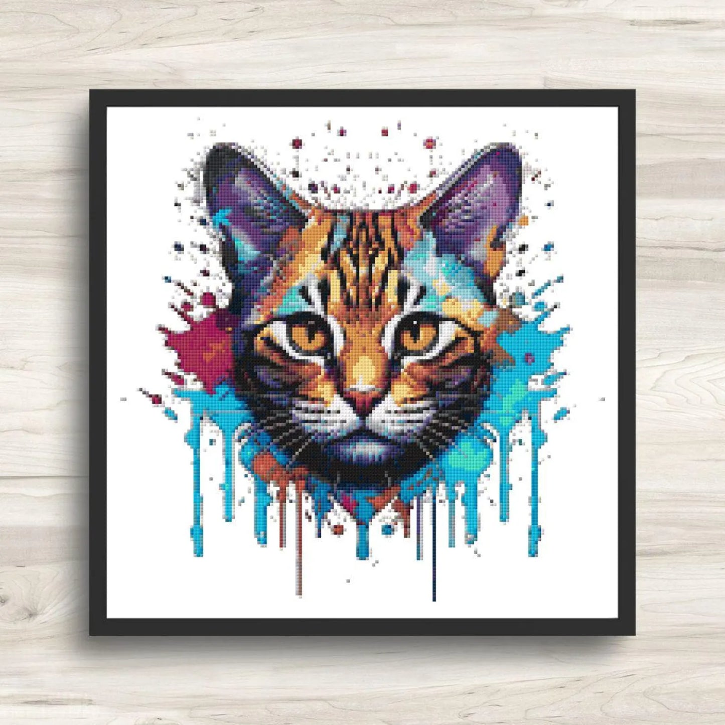 Cross Stitch Pattern: Splatter Cat Art Motif 1 - PDF Instant Download