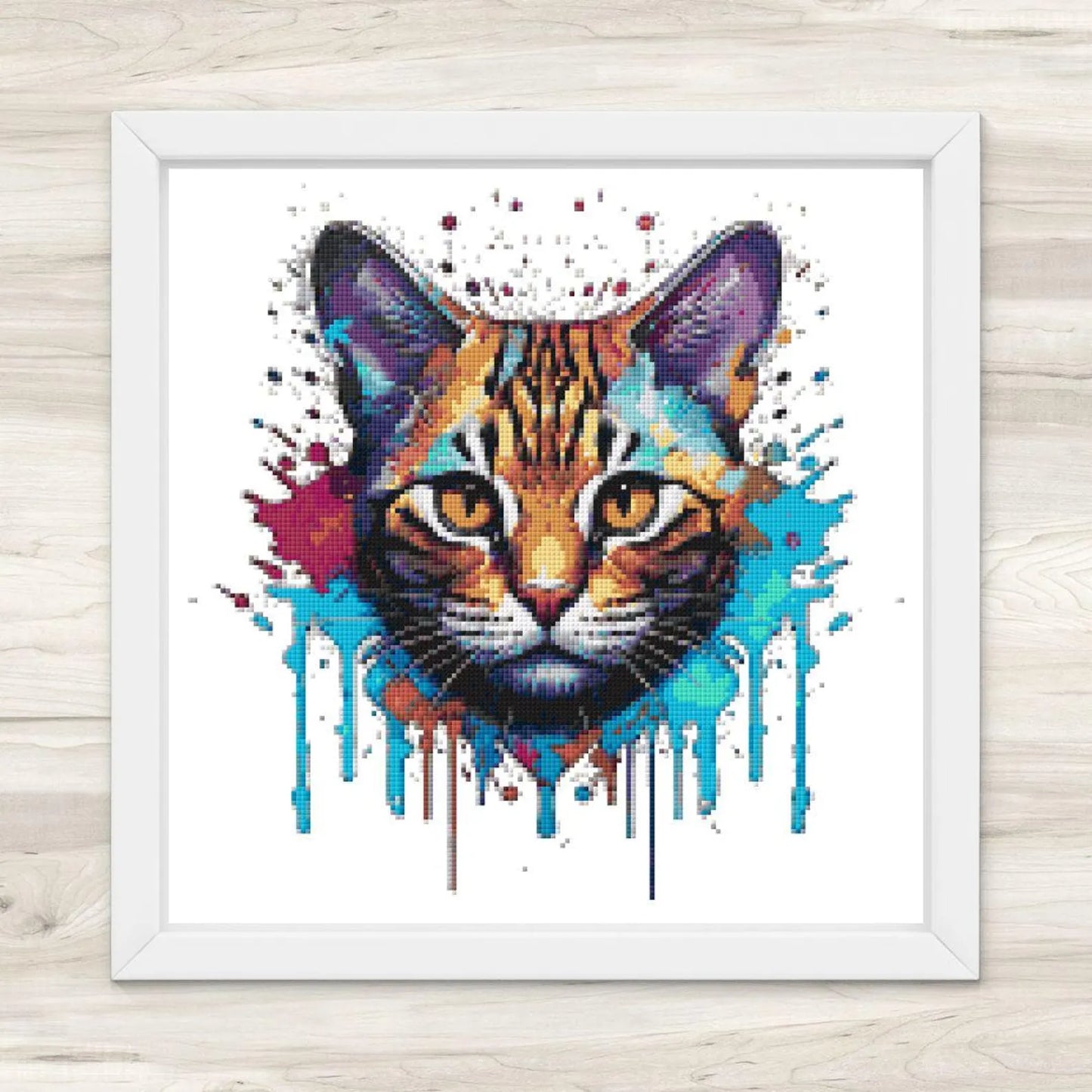 Cross Stitch Pattern: Splatter Cat Art Motif 1 - PDF Instant Download