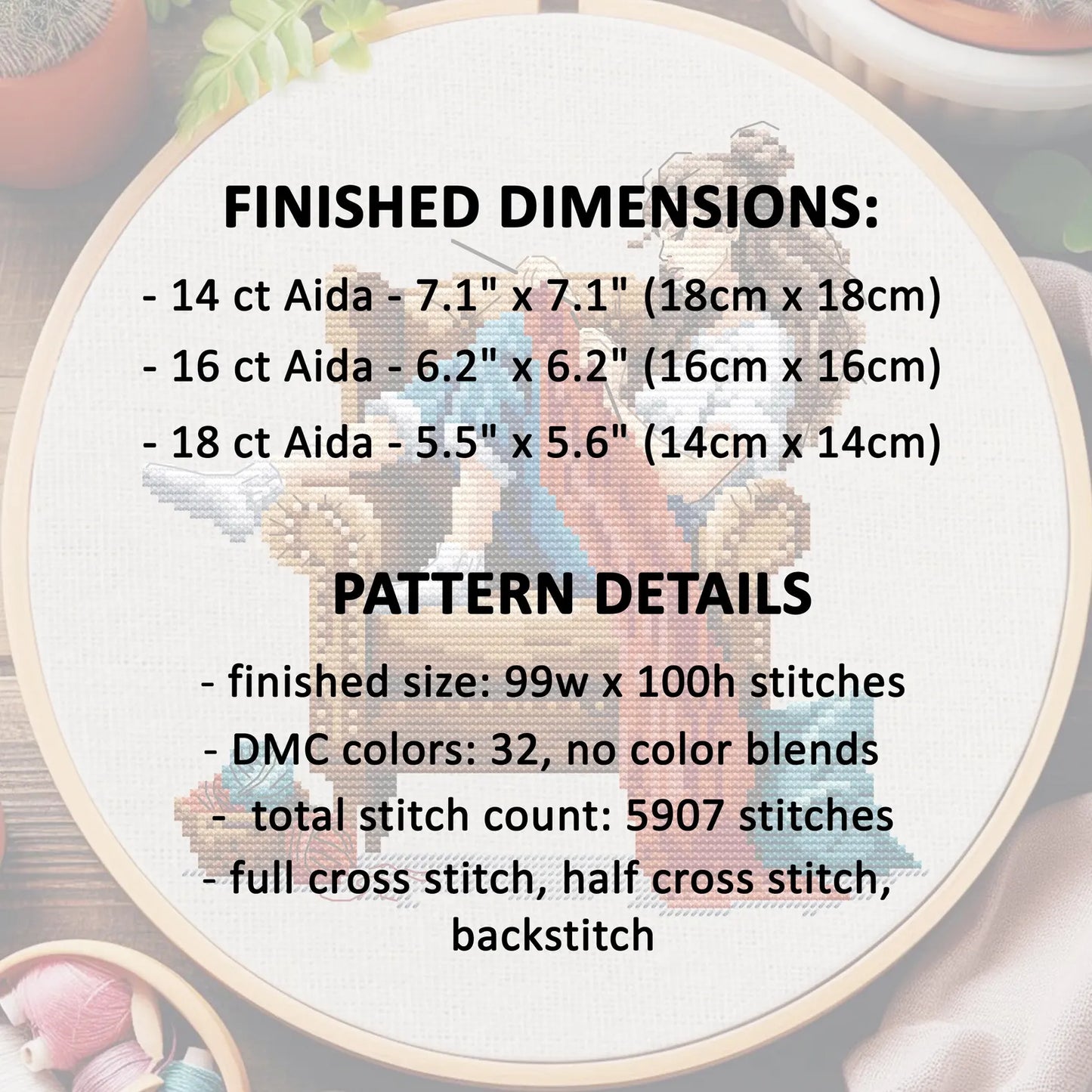 Set Of Two Cross Stitch and Knitting Girls Cross Stitch Pattern PDF, cross stitch patterns, point de croix, punto de cruz