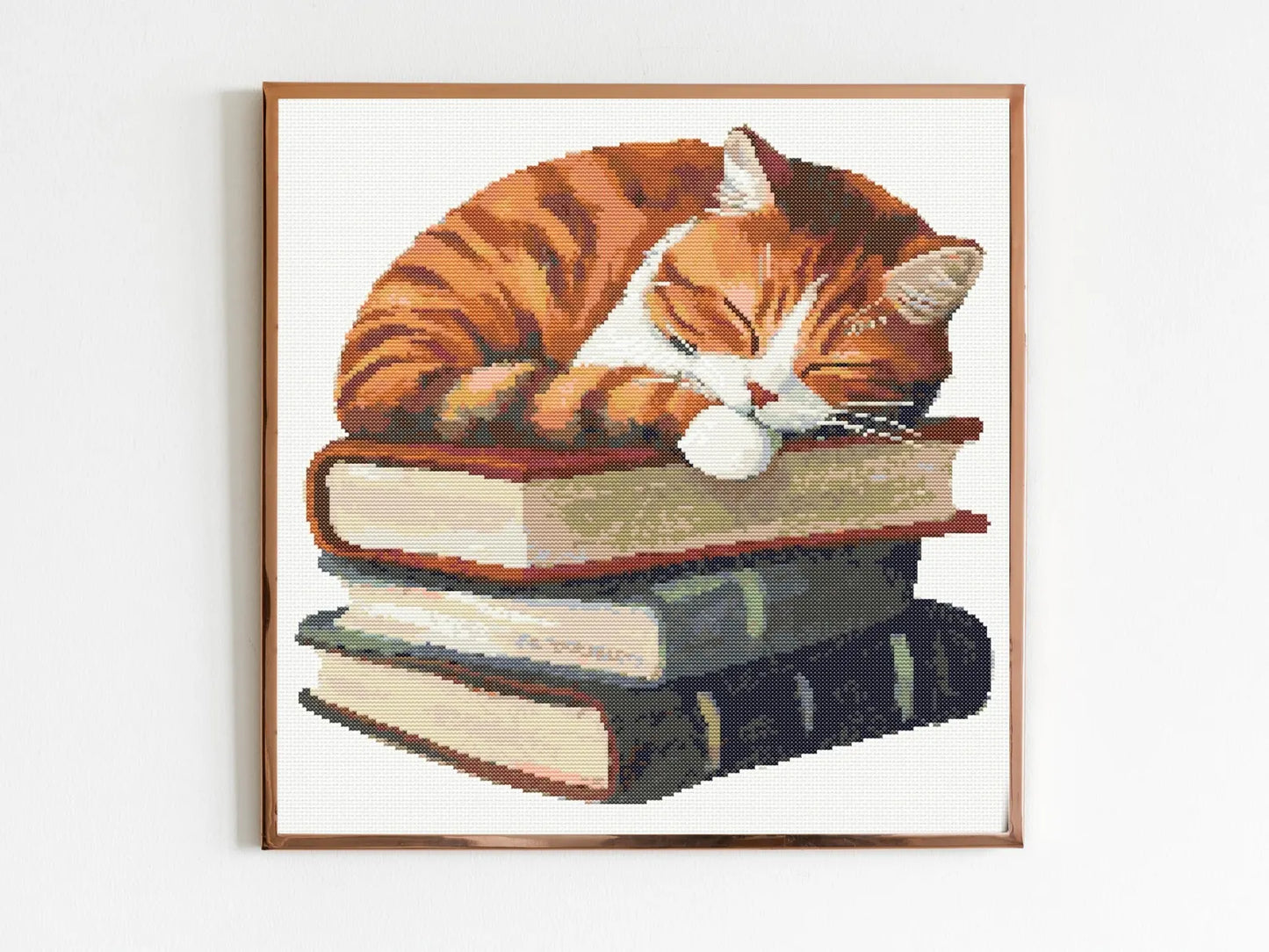 Book Loving Cat Cross Stitch Pattern Sewing Embroidery DMC Animal Catlife Nursery Artwork Scandi Minimal Pet Kitty Pattern Keeper Cute Gift