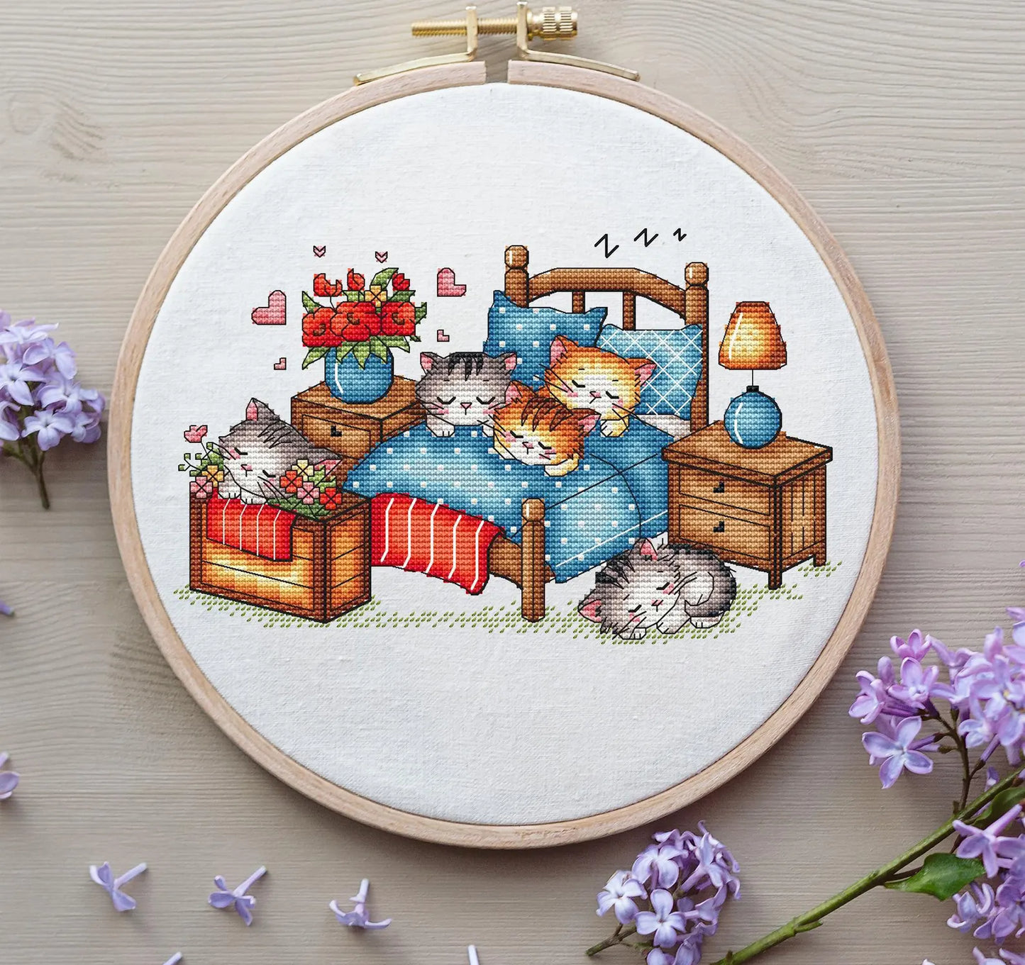 Sleeping kittens Cross Stitch Pattern, Animal Counted Cross Stitch, Kawaii Cats, Kittens Cross Stitch Digital File Instant Download PDF