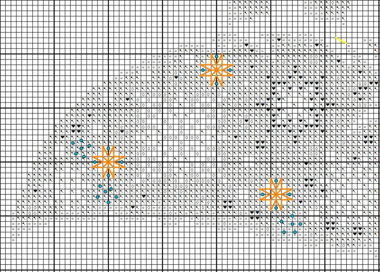 Fox silhouette cross-stitch pattern with snowflakes, blue tones, beginner-friendly, 4 colors only, elegant gift idea, PDF file, easy stitch