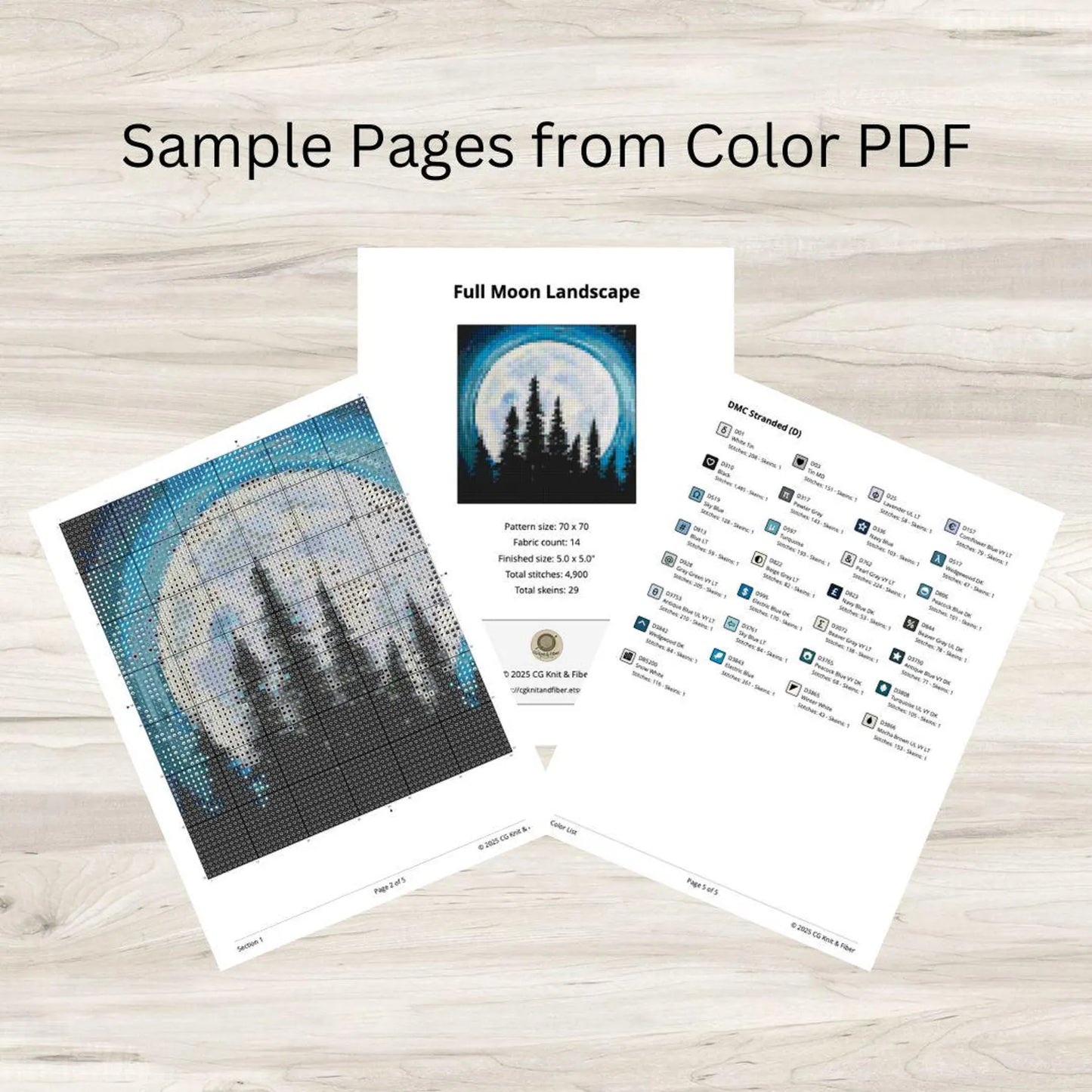 Cross Stitch Pattern: Full Moon Landscape Mini Masterpiece - PDF Instant Download