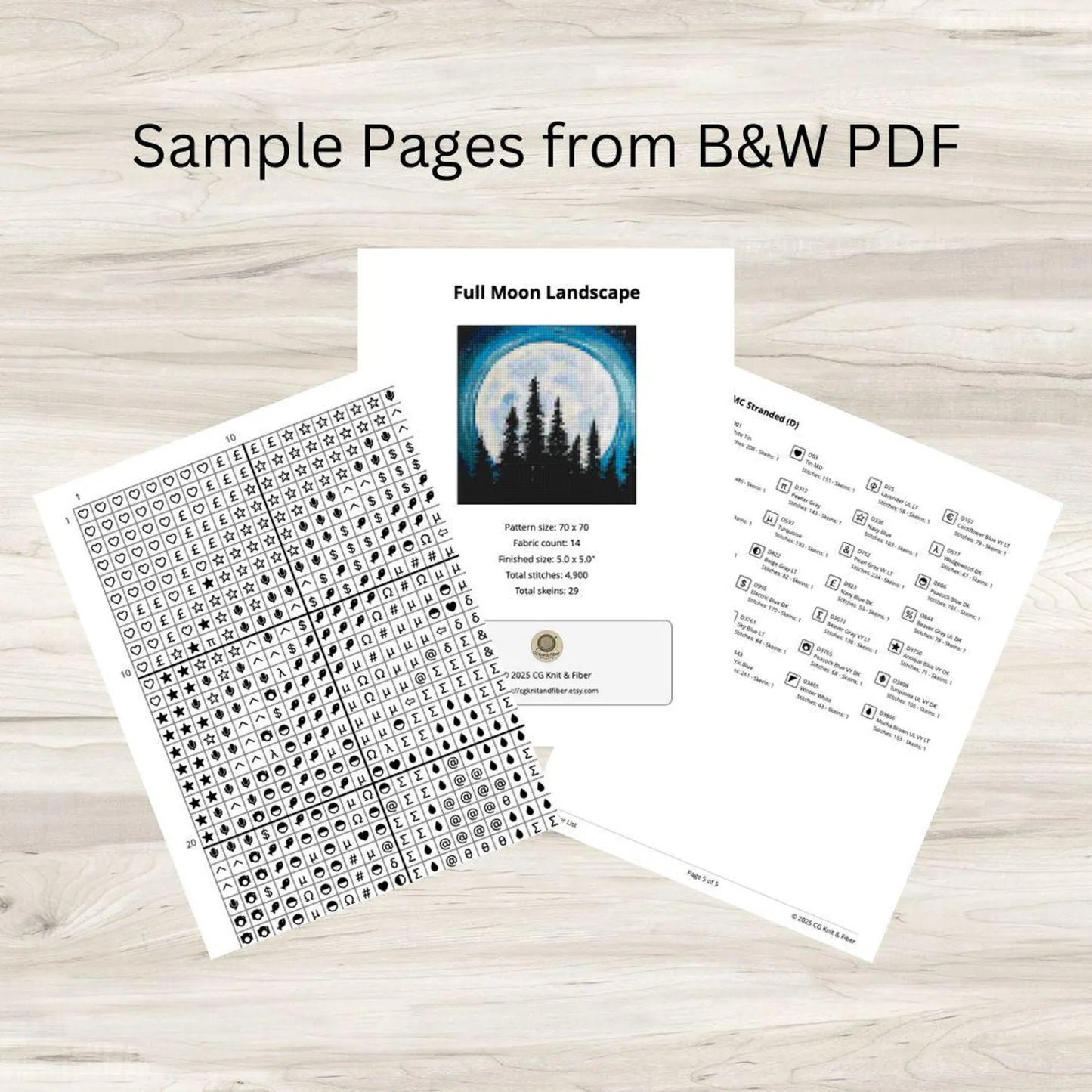 Cross Stitch Pattern: Full Moon Landscape Mini Masterpiece - PDF Instant Download