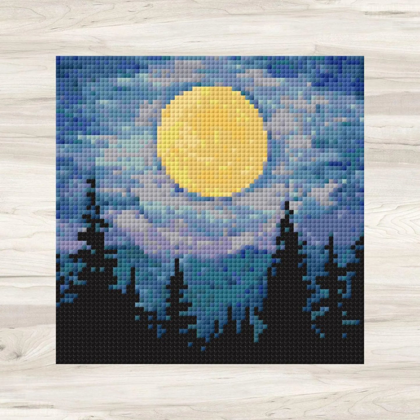 Cross Stitch Pattern: Forest and Moon Landscape Mini Masterpiece - PDF Instant Download