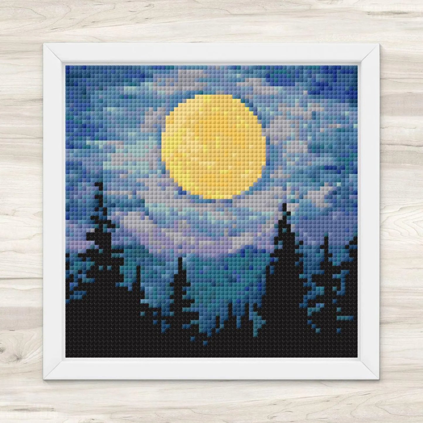 Cross Stitch Pattern: Forest and Moon Landscape Mini Masterpiece - PDF Instant Download
