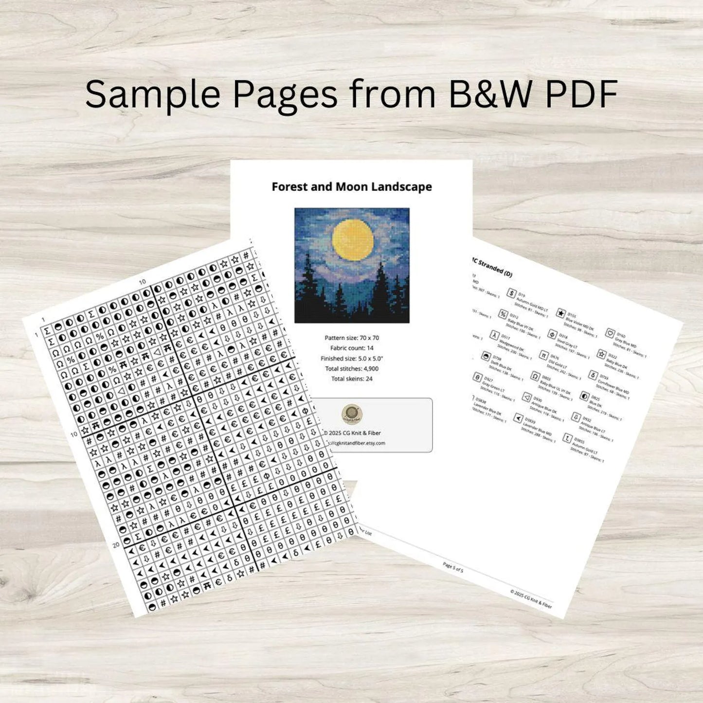Cross Stitch Pattern: Forest and Moon Landscape Mini Masterpiece - PDF Instant Download