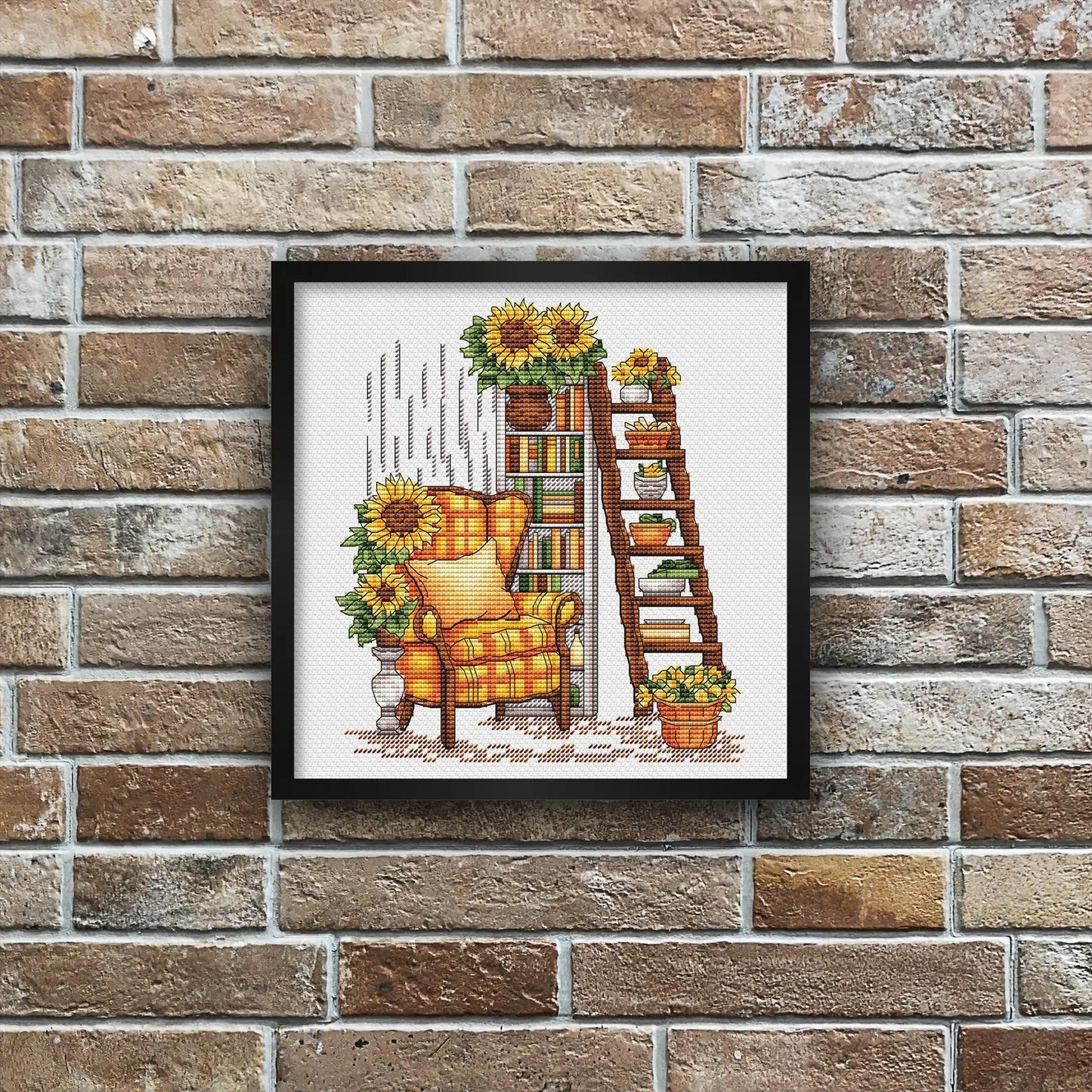 Sunflower Cross Stitch Pattern PDF, Flower Counted Cross Stitch, Interior Embroidery PDF, Autumn Home Decor,Instant Download Digital Design