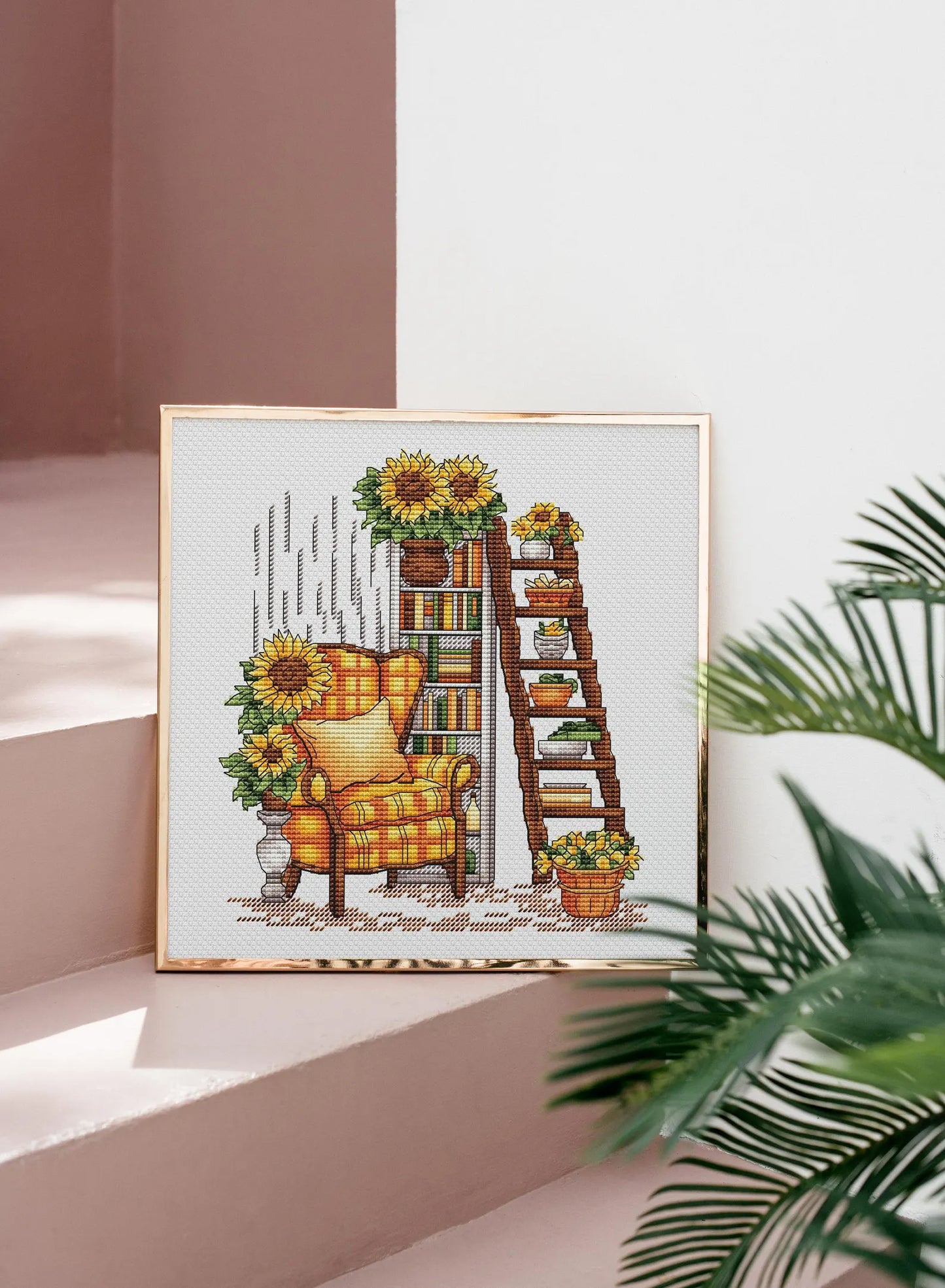 Sunflower Cross Stitch Pattern PDF, Flower Counted Cross Stitch, Interior Embroidery PDF, Autumn Home Decor,Instant Download Digital Design