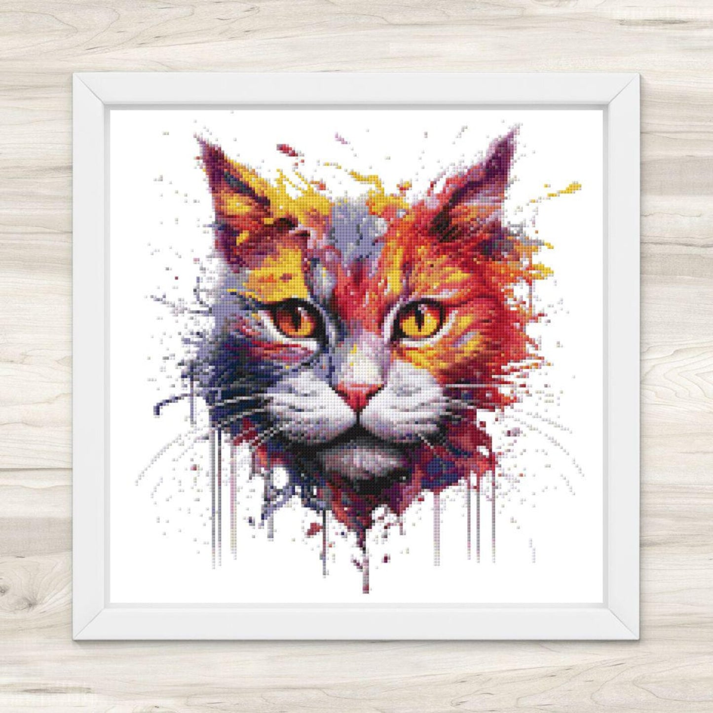 Cross Stitch Pattern: Splatter Cat Art Motif 4 - PDF Instant Download