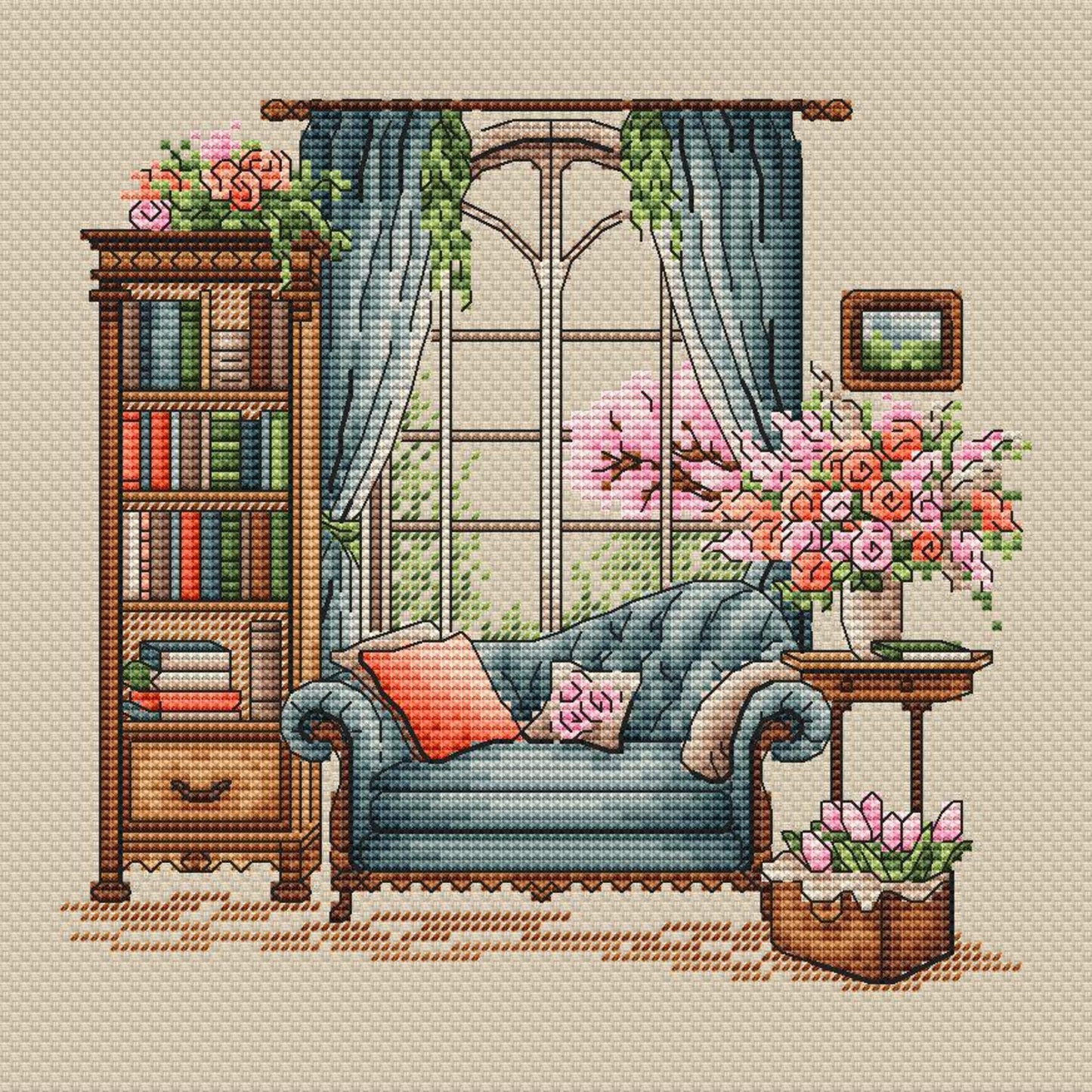 Spring Cross Stitch Pattern PDF, Spring Embroidery, Flowers Cross Stitch, Vintage Embroidery, Spring embroidery Counted Cross Stitch