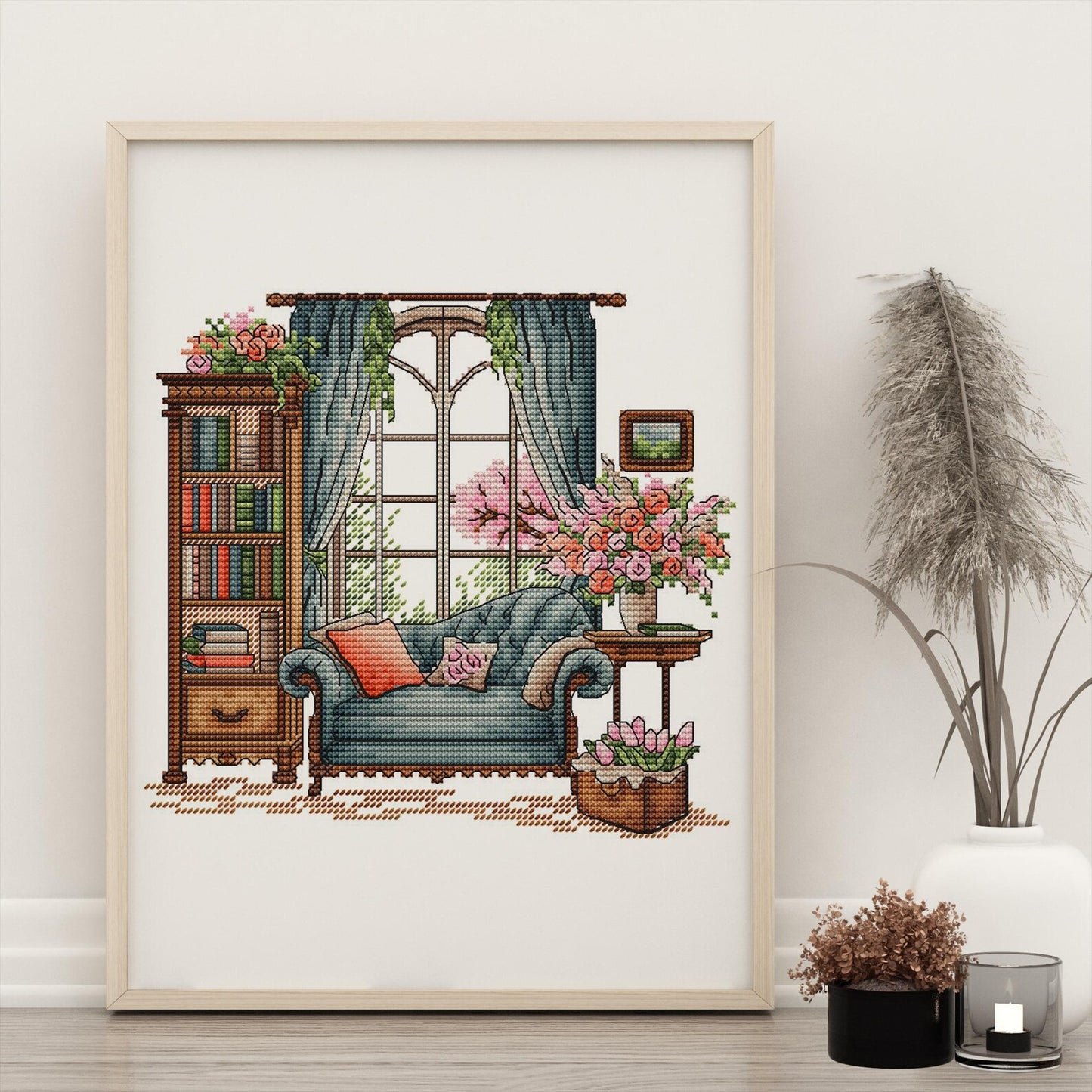 Spring Cross Stitch Pattern PDF, Spring Embroidery, Flowers Cross Stitch, Vintage Embroidery, Spring embroidery Counted Cross Stitch