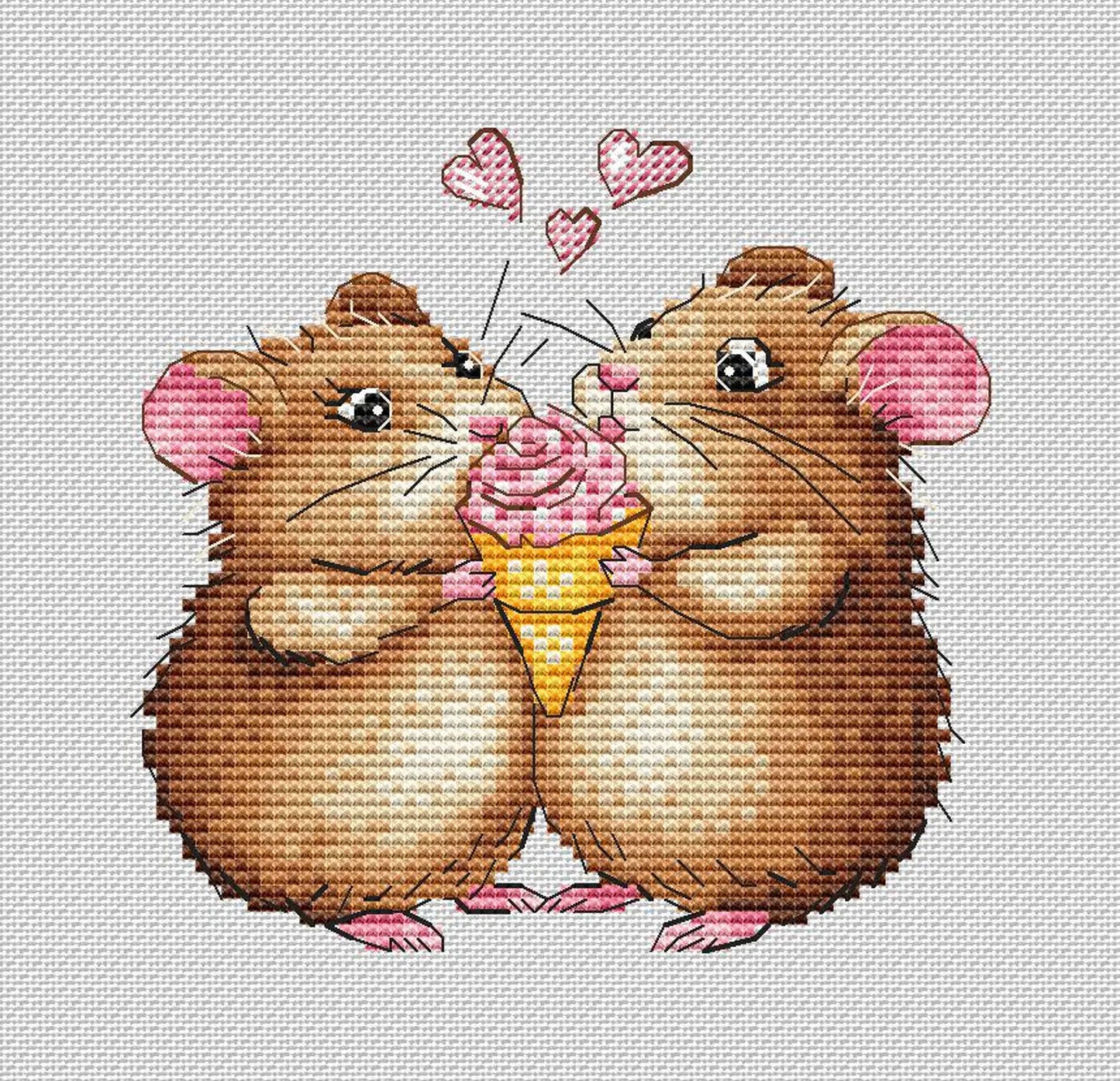Cross Stitch Pattern PDF Hamsters inlove, digital desing, dms, mouse, mini chart, valentine cross stitch pattern, home wall decor, easy