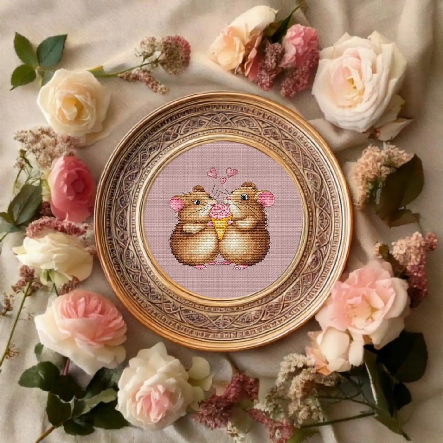 Cross Stitch Pattern PDF Hamsters inlove, digital desing, dms, mouse, mini chart, valentine cross stitch pattern, home wall decor, easy