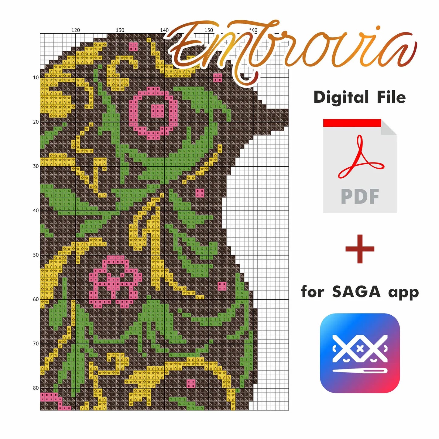 Floral Bird Cross Stitch Pattern – Decorative Folk Art Inspired Embroidery Chart, Instant Download for Home or Nature Decor