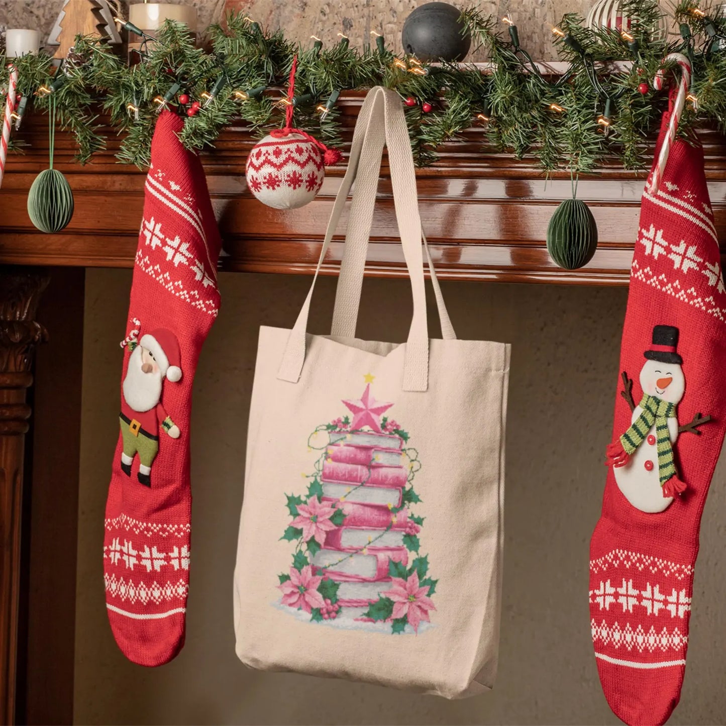Pink Christmas Tree of Books Cross Stitch Pattern, Christmas ornament cross stitch, books cross stitch, Christmas tree stitch PDF Download