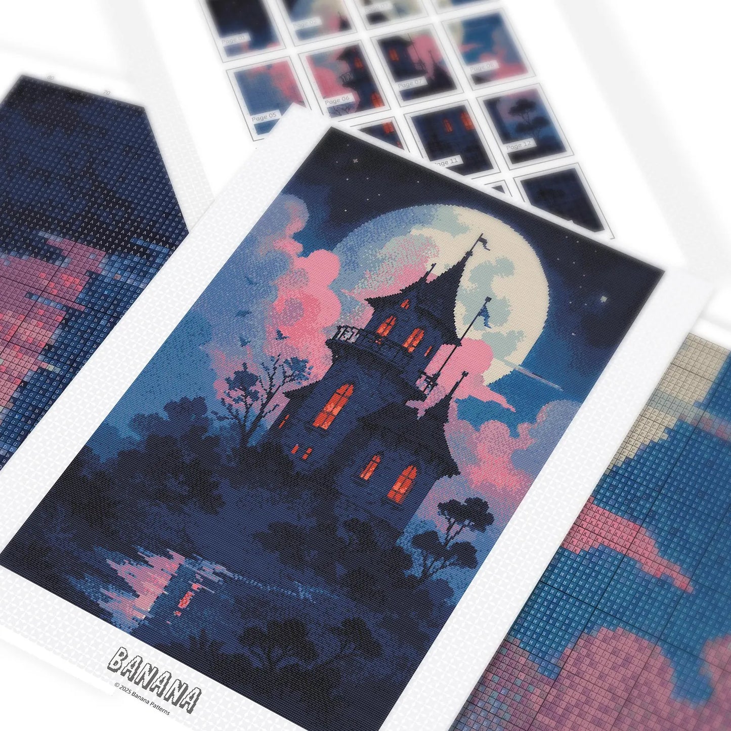 Witch's Tower Cross Stitch Pattern | Spooky Halloween Cross Stitch Chart Download | Witchy Horror Cross Stitch | Goblincore