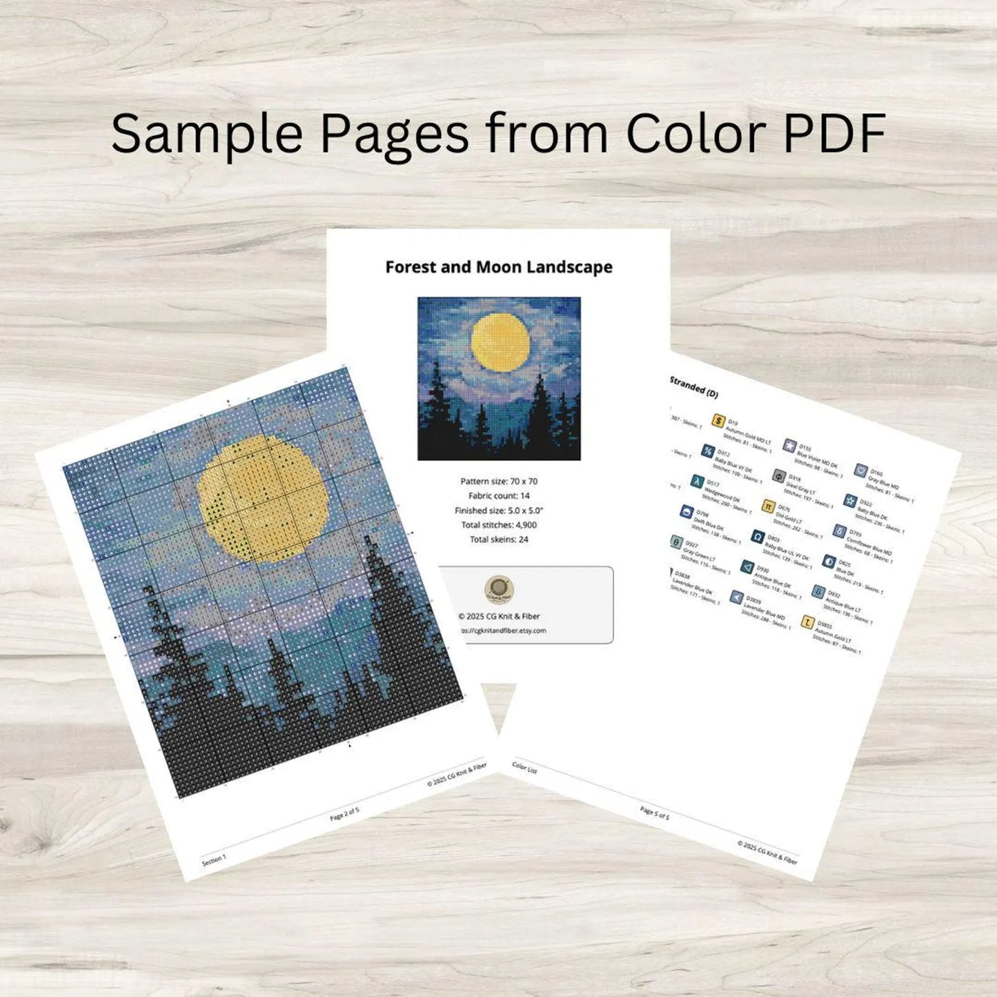 Cross Stitch Pattern: Forest and Moon Landscape Mini Masterpiece - PDF Instant Download