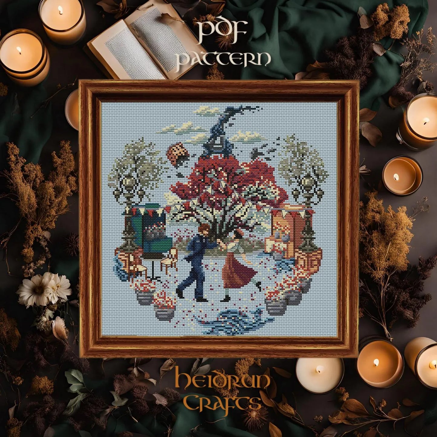 Gustave and Sophie Cross Stitch Pattern PDF – Clair Obscur Expedition 33, Video Game Embroidery, Lumiere Dance Scene, Digital Chart Download