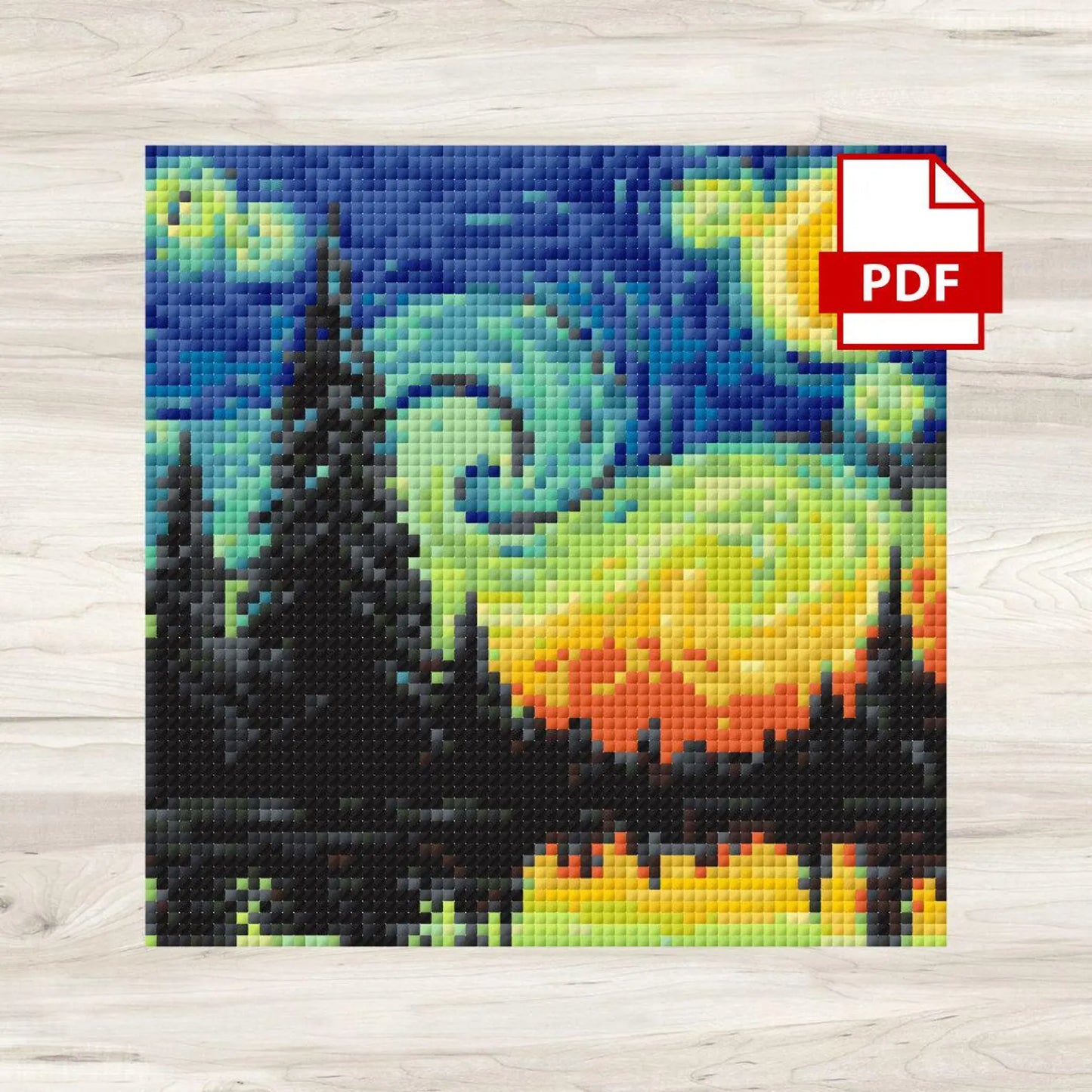 Cross Stitch Pattern: Forest Sunset Landscape Mini Masterpiece - PDF Instant Download
