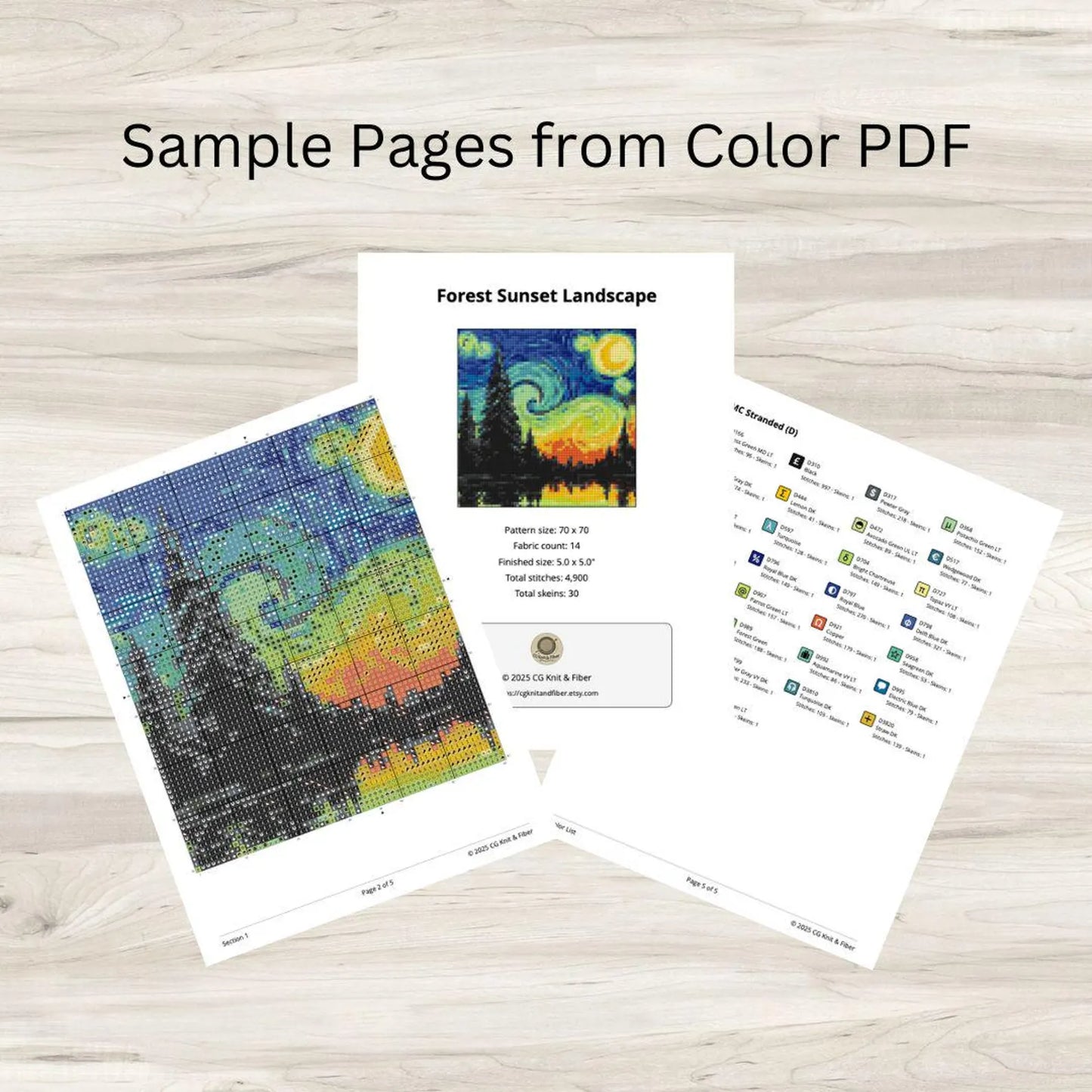 Cross Stitch Pattern: Forest Sunset Landscape Mini Masterpiece - PDF Instant Download