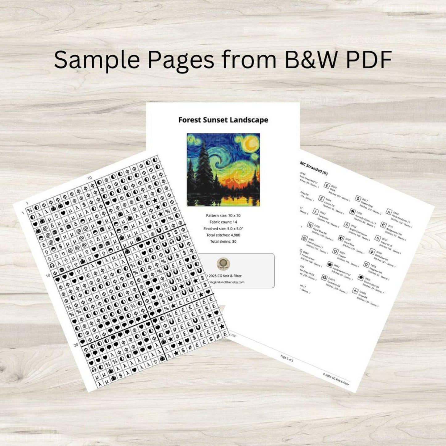 Cross Stitch Pattern: Forest Sunset Landscape Mini Masterpiece - PDF Instant Download