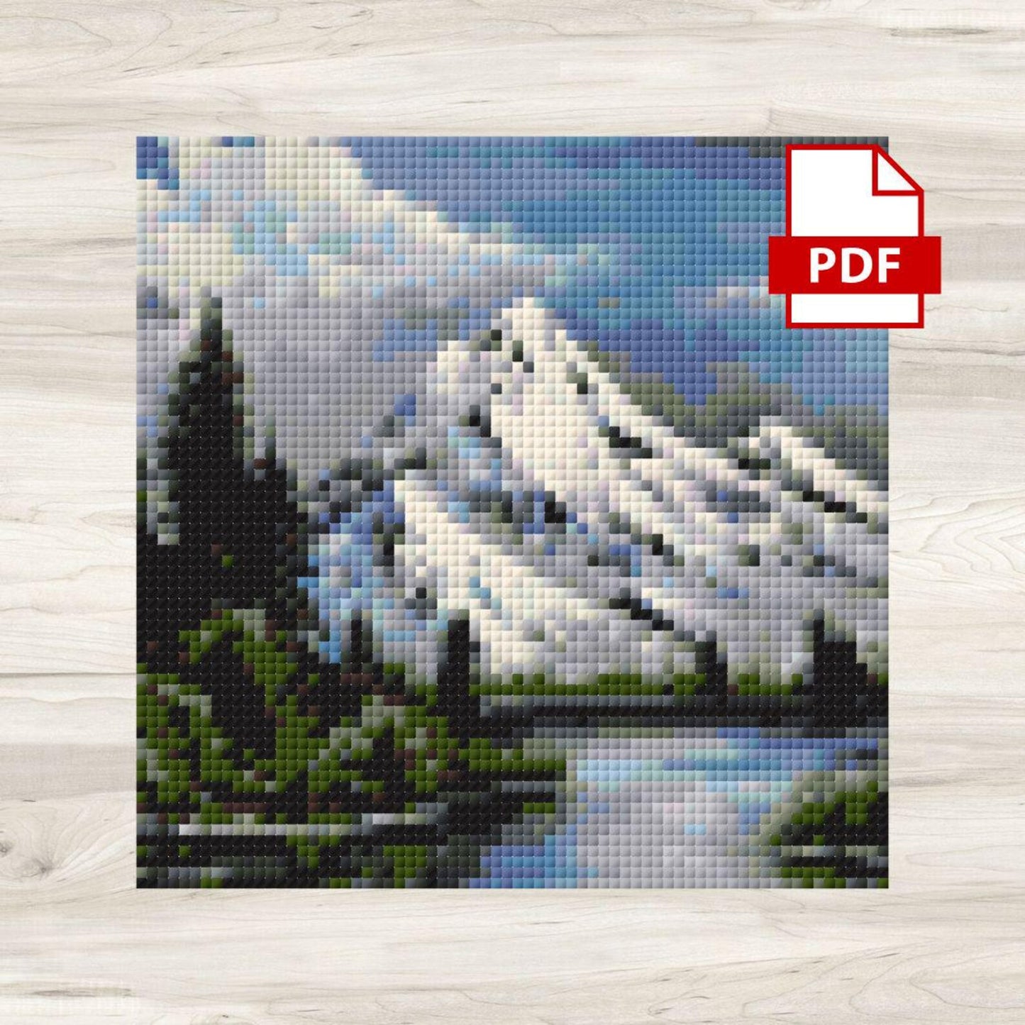 Cross Stitch Pattern: Snowy Mountain Landscape Mini Masterpiece - PDF Instant Download