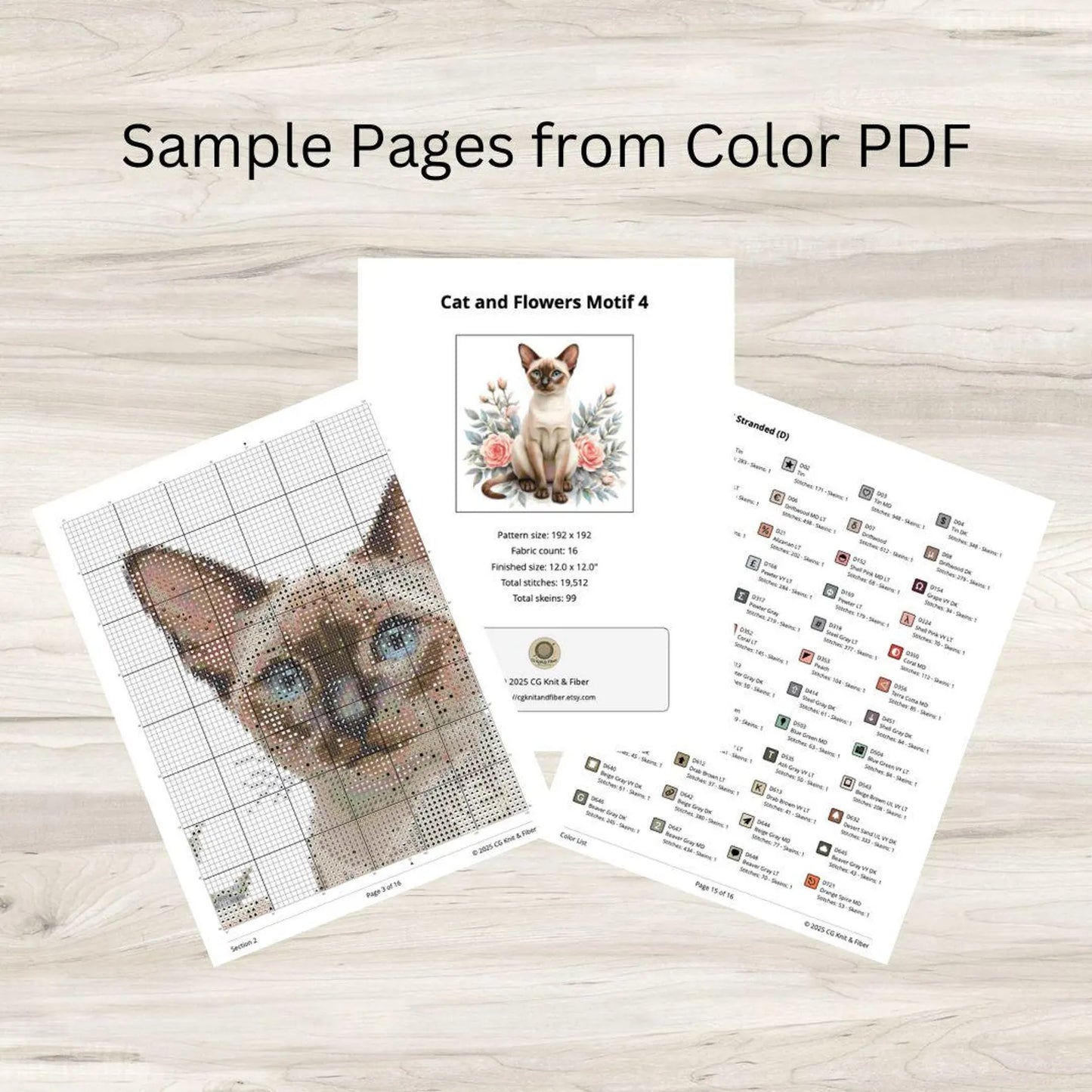 Siamese Cat and Pink Roses Cross Stitch Pattern PDF – Floral Feline Embroidery Chart – Romantic Cat Lover Needlepoint Design