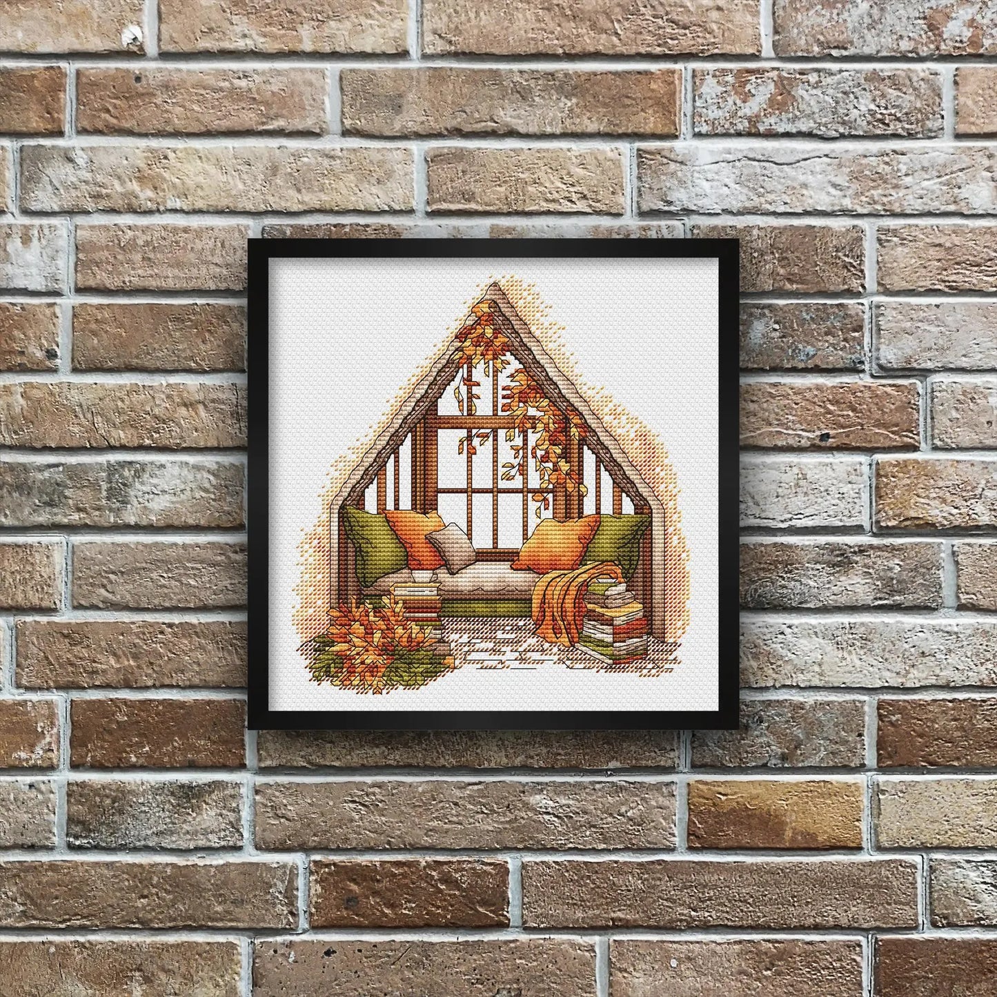 Fall Cross Stitch Pattern PDF, Autumn Embroidery, Autumn Leaves Cross Stitch,Vintage Book Embroidery, Autumn embroidery Counted Cross Stitch
