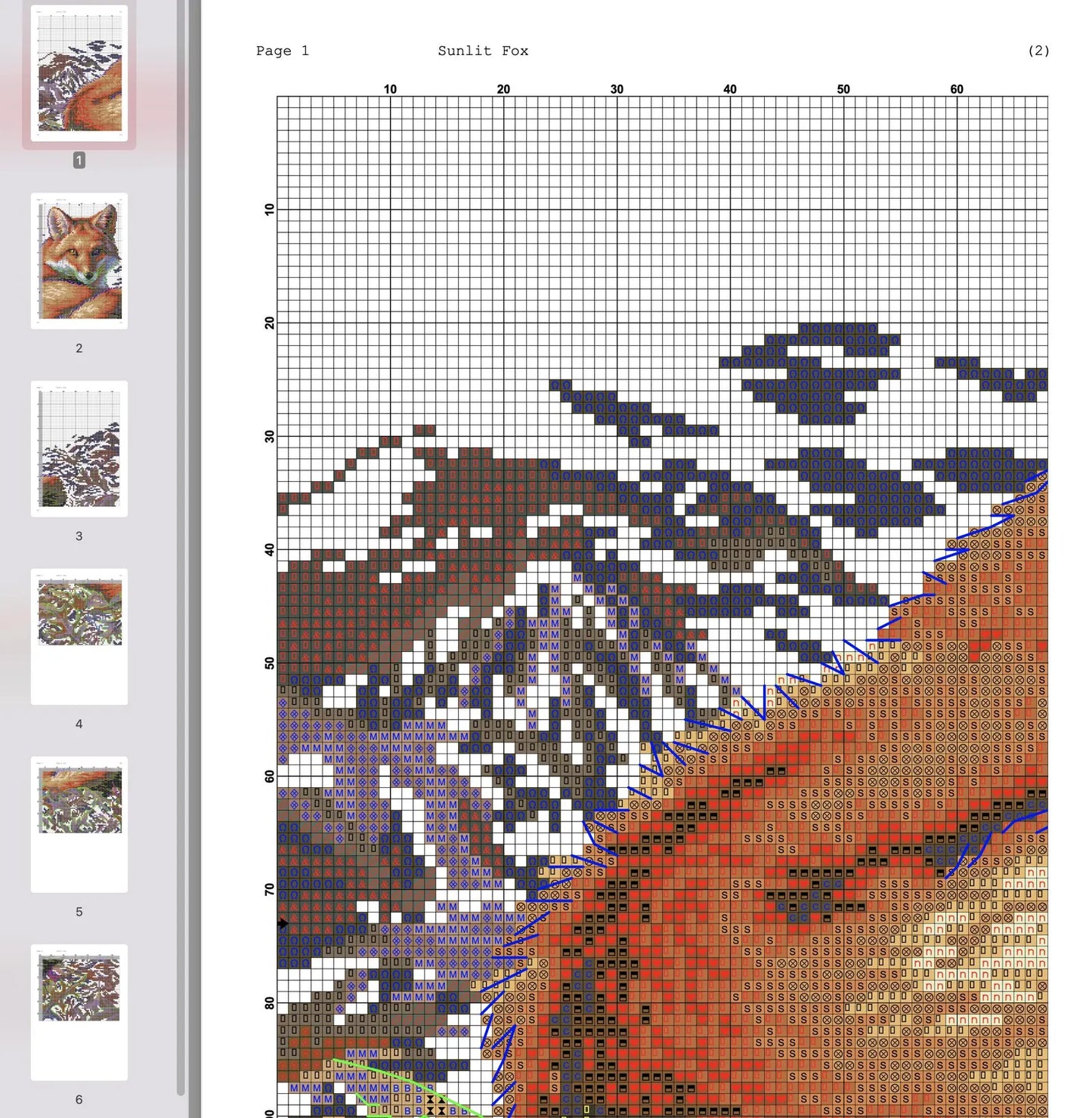 Sunlit Fox Cross Stitch Pattern