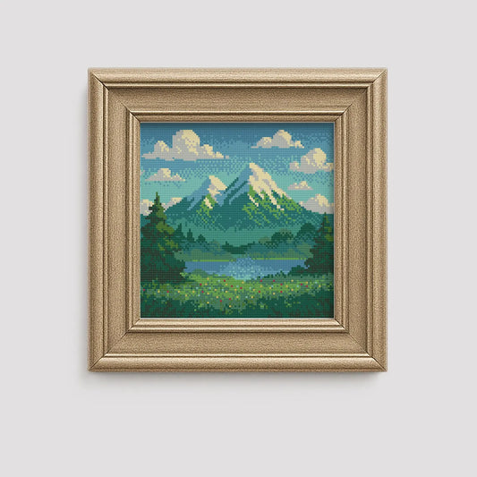 Mini Mountain Cross Stitch Pattern | Landscape Cross Stitch Chart Download | Nature Cross Stitch Patterns | Counted Cross Stitch PDF