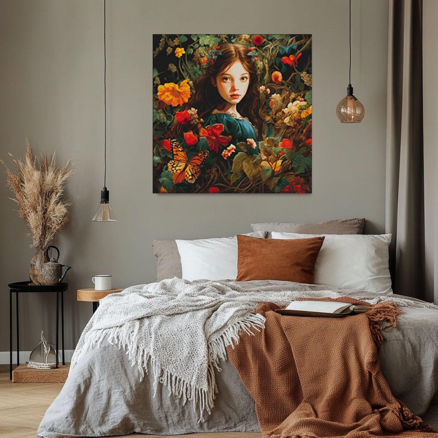 Cross stitch pattern pdf Girl in Flowers, floral embroidery pattern, dmc, magic, summer design, realistic pattern, digital download, chart