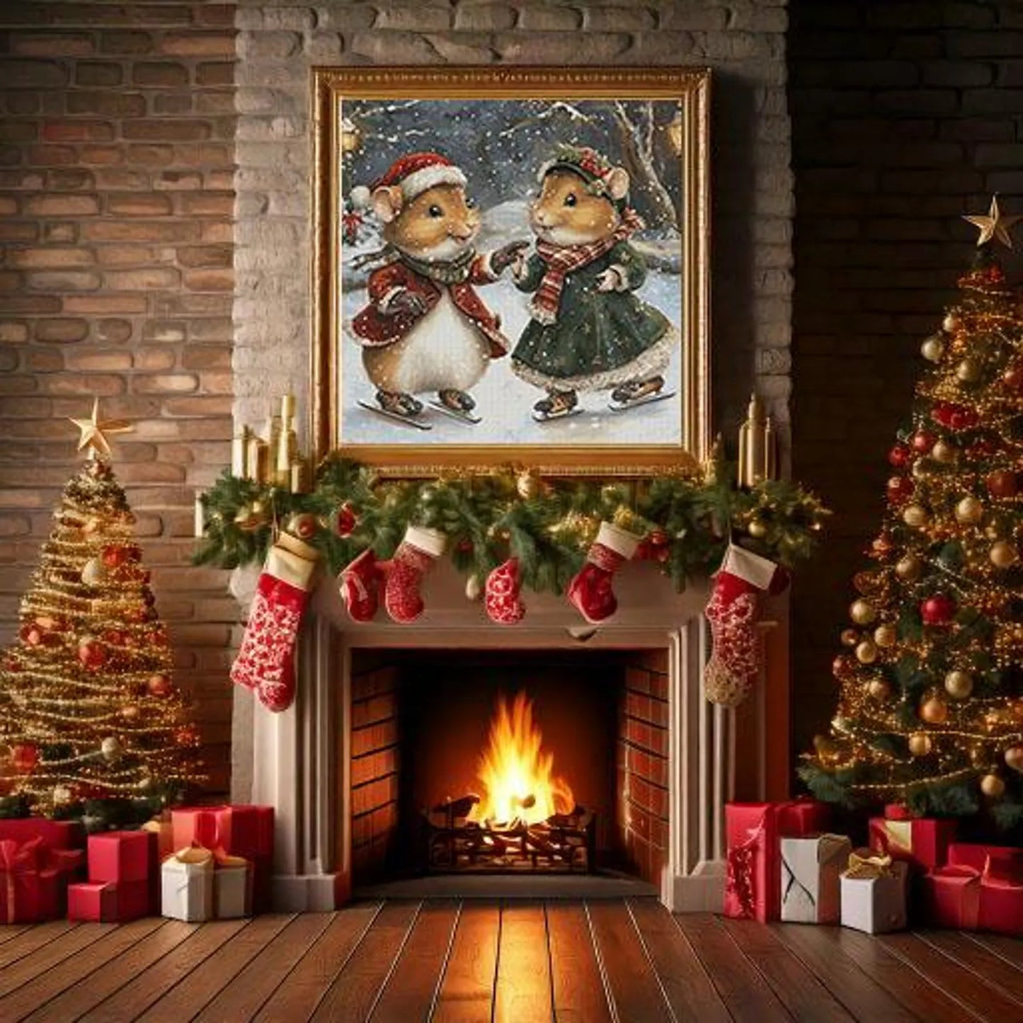 Cross Stitch Pattern PDF Christmas Hamsters in love, digital desing, dms, christmas tree, christmas cross stitch pattern, embroidery pattern