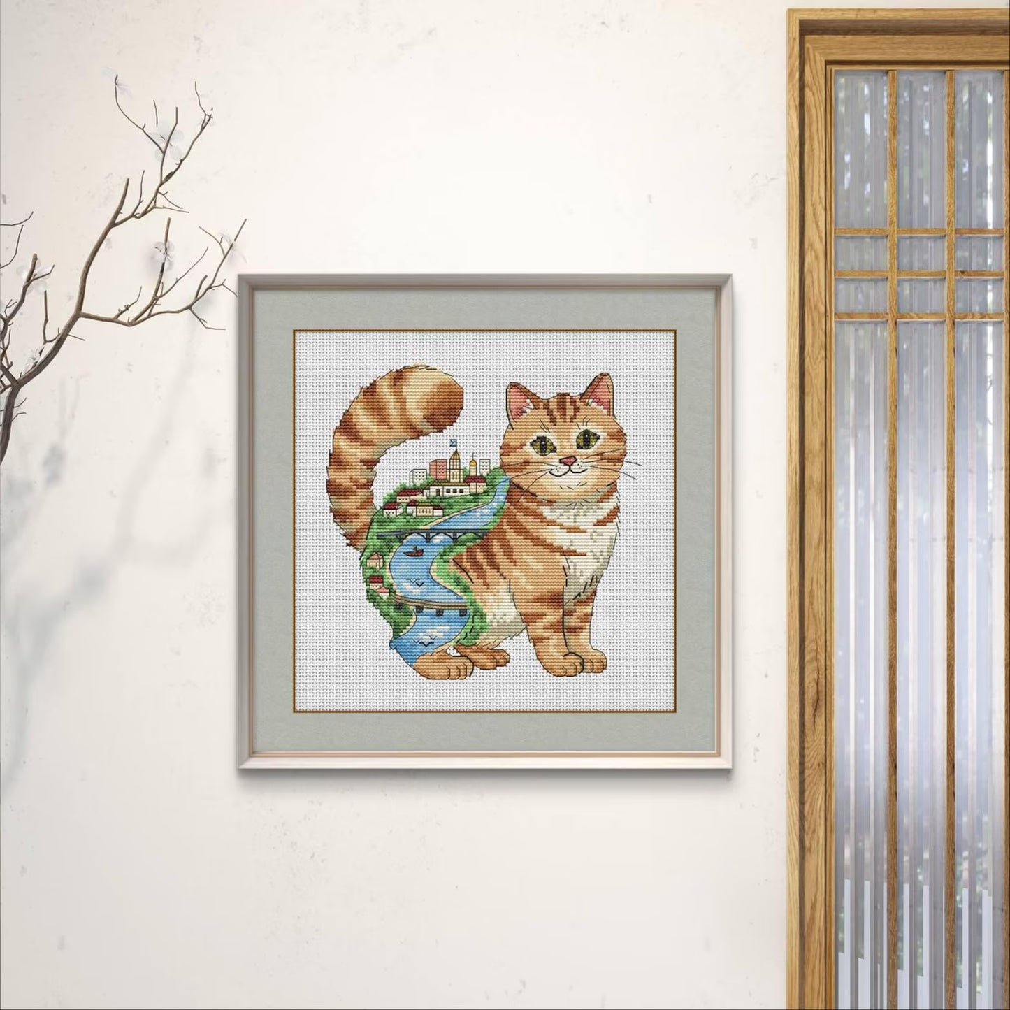 Cross Stitch Pattern Cat City – Whimsical Urban Cat Design, PDF Embroidery Pattern, Modern Cross Stitch Chart, Instant Download