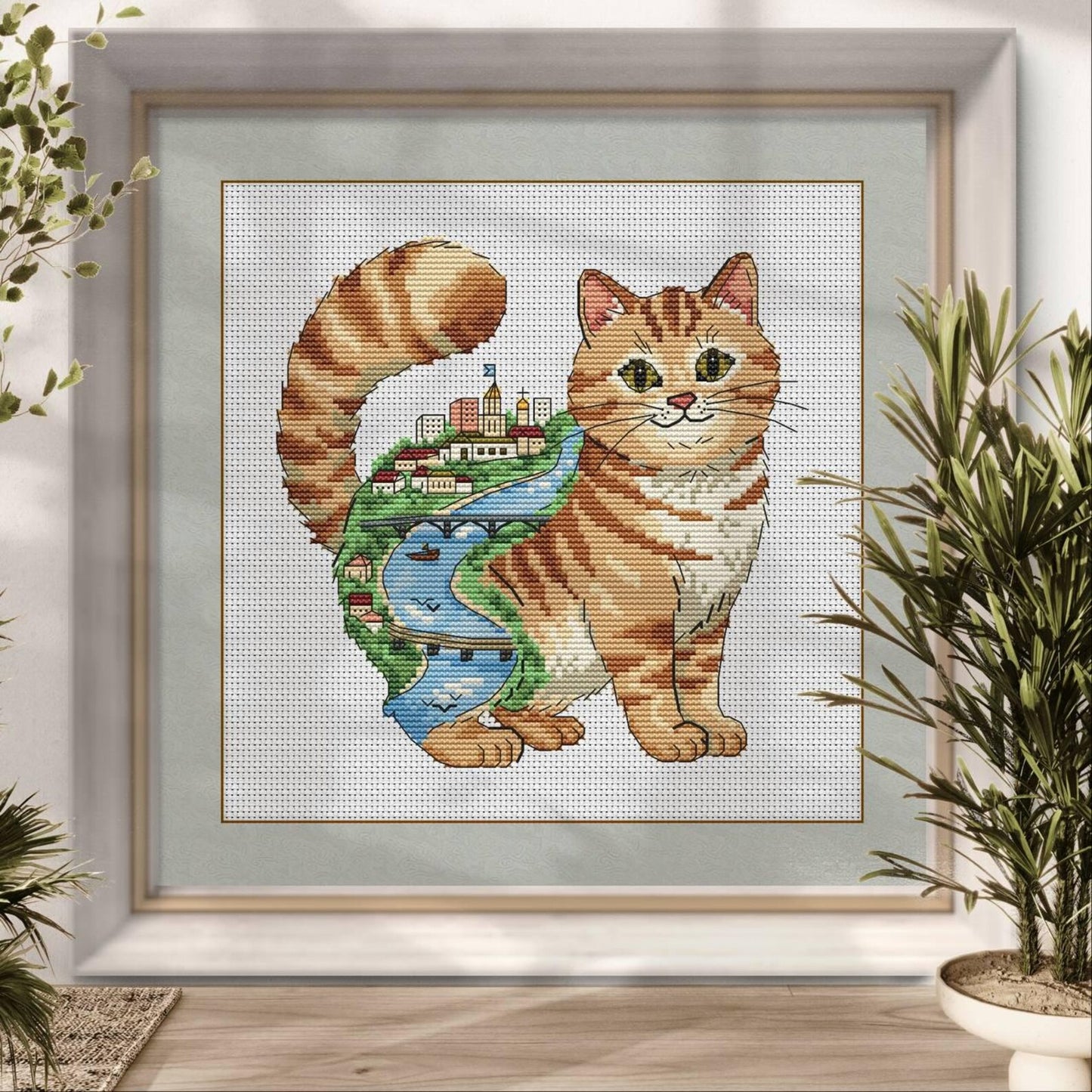 Cross Stitch Pattern Cat City – Whimsical Urban Cat Design, PDF Embroidery Pattern, Modern Cross Stitch Chart, Instant Download