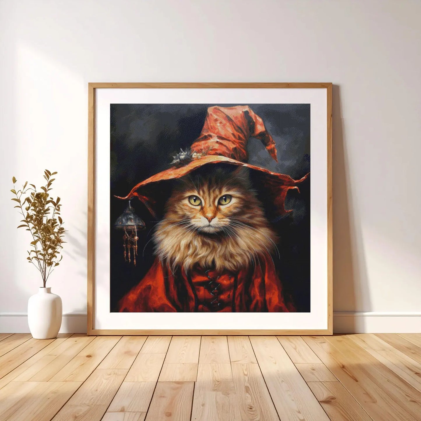 Cross Stitch Pattern PDF Stranger, cat lover gift, halloween pattern, embroidery, dmc, witchy cross stitch, instant download, wall decor