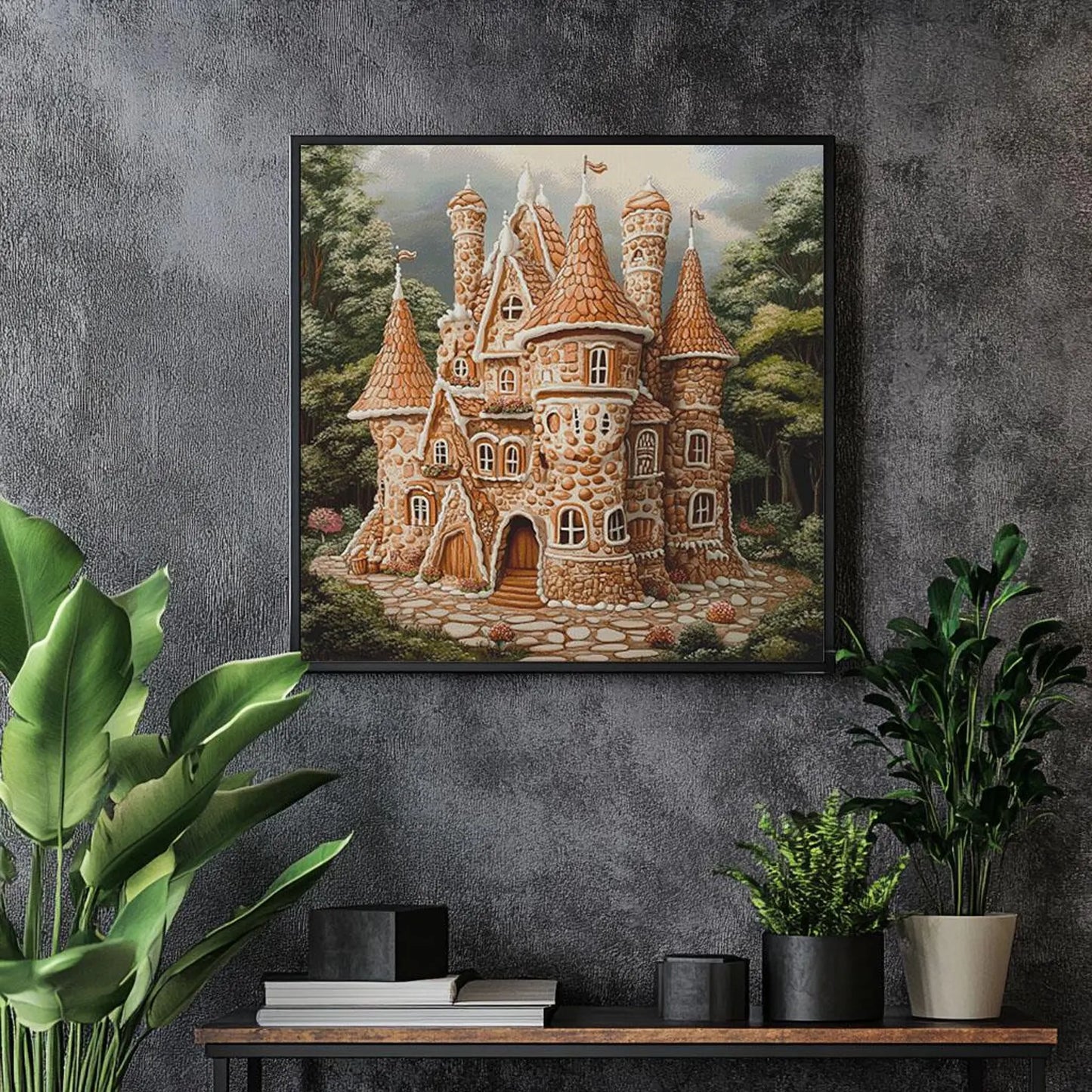 Cross Stitch Pattern PDF Gingerbread House, embroidery file, digital pattern, embroidery designs, gnome cross stitch pattern, fantasy castle