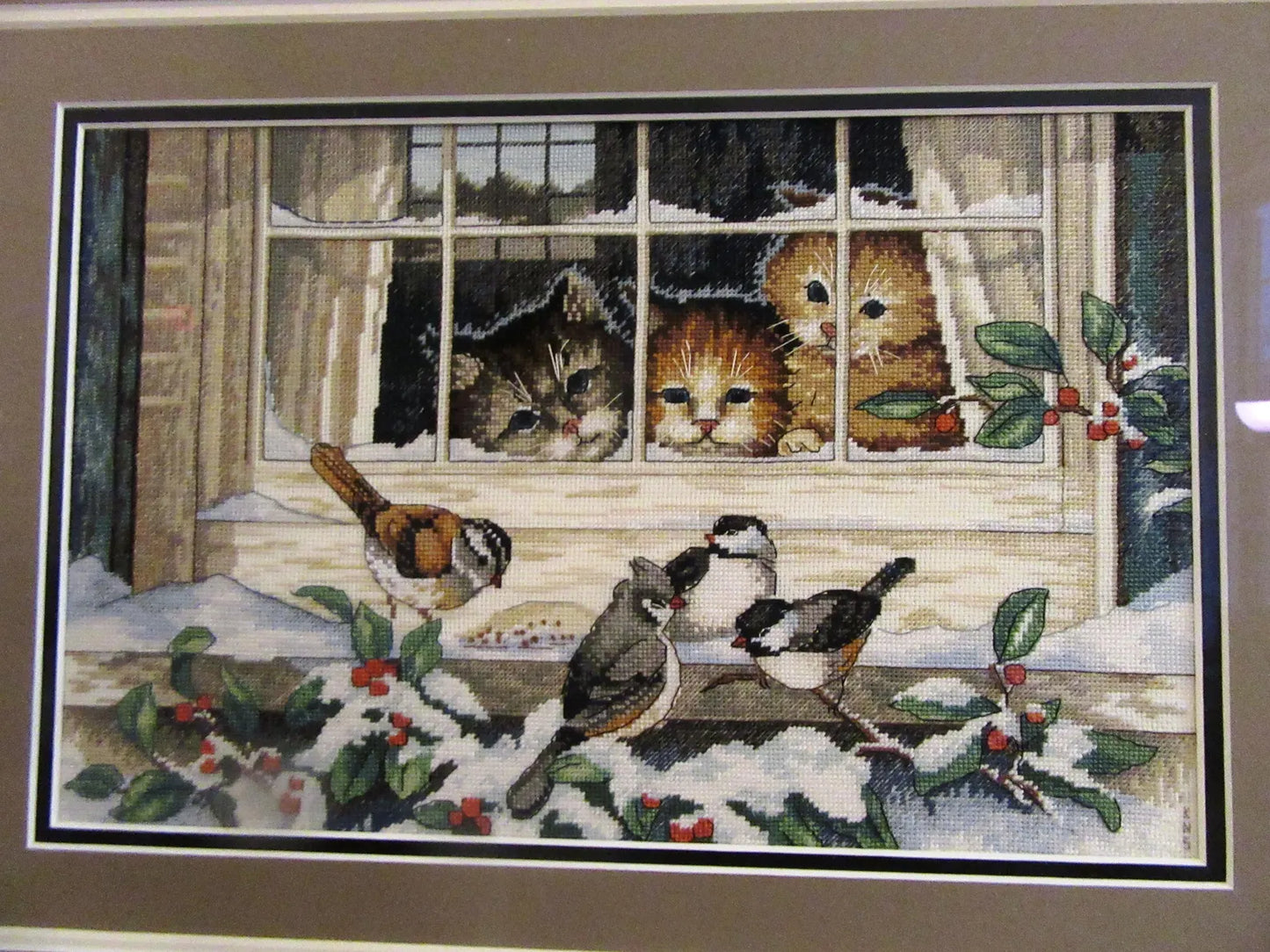 Cross Stitch Pattern Keeper Markup PDF + SAGA Three Bird Watcher kitties Cat Cats Pets Sweet Love Animal Wild Nature Cat Sampler DMC