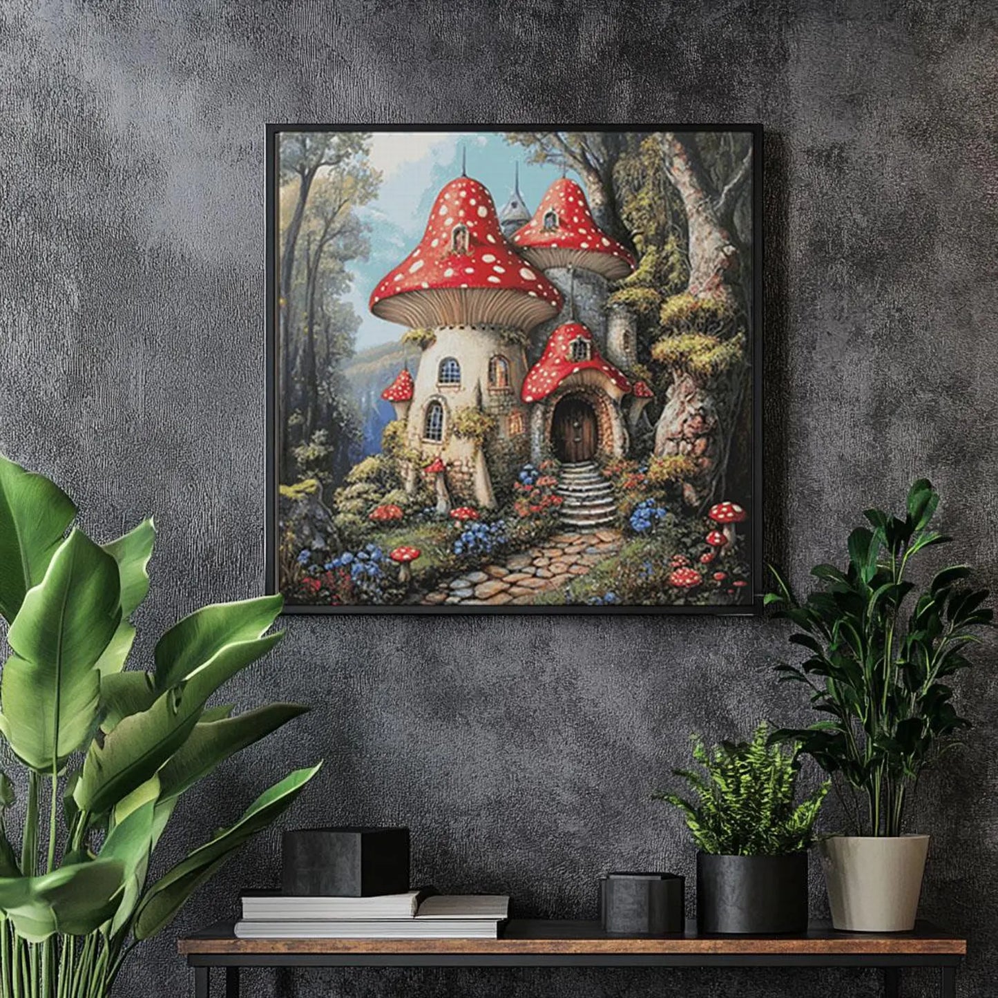 Cross Stitch Pattern PDF Mushroom House, autumn embroidery, digital pattern, embroidery designs, gnome cross stitch pattern, fantasy castle