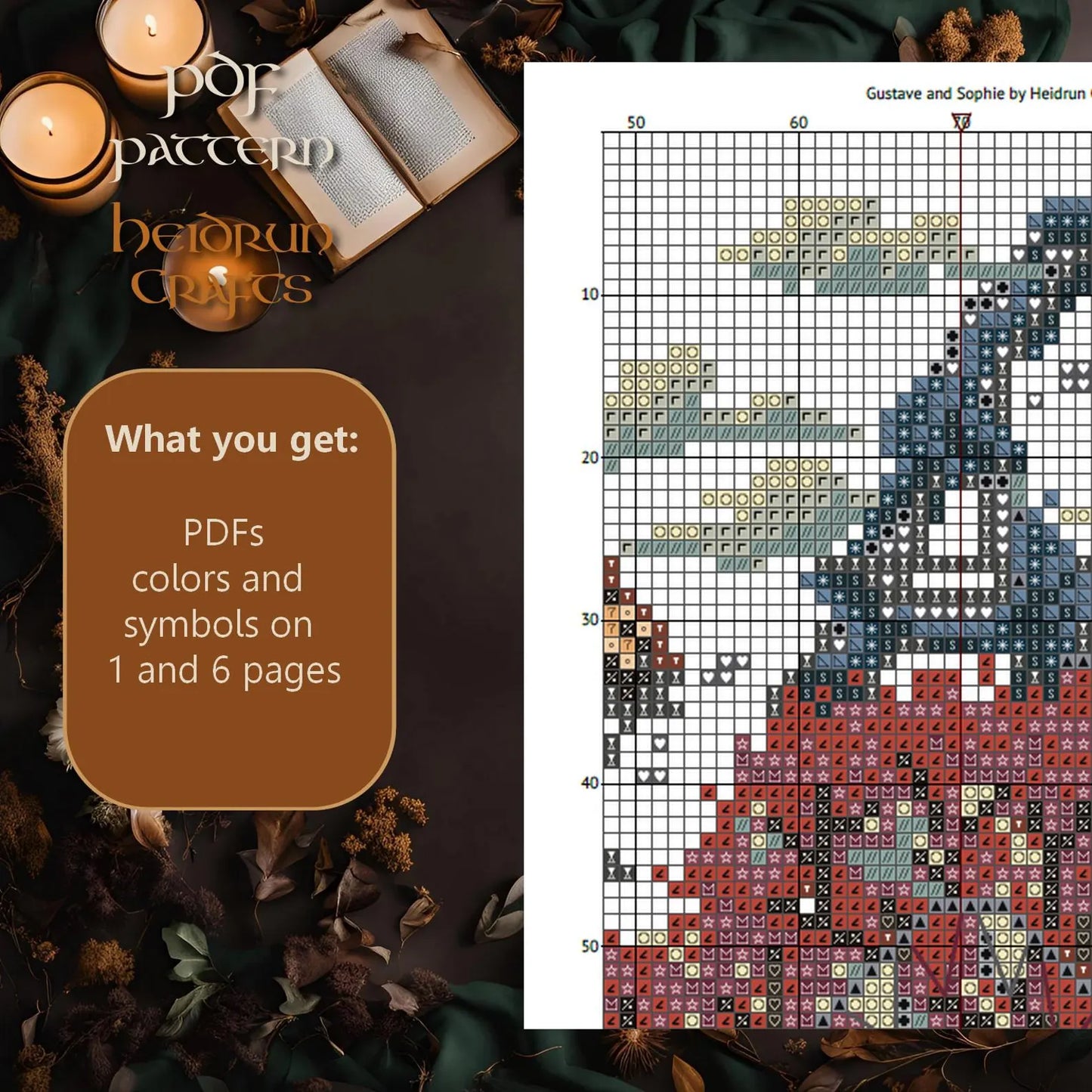 Gustave and Sophie Cross Stitch Pattern PDF – Clair Obscur Expedition 33, Video Game Embroidery, Lumiere Dance Scene, Digital Chart Download