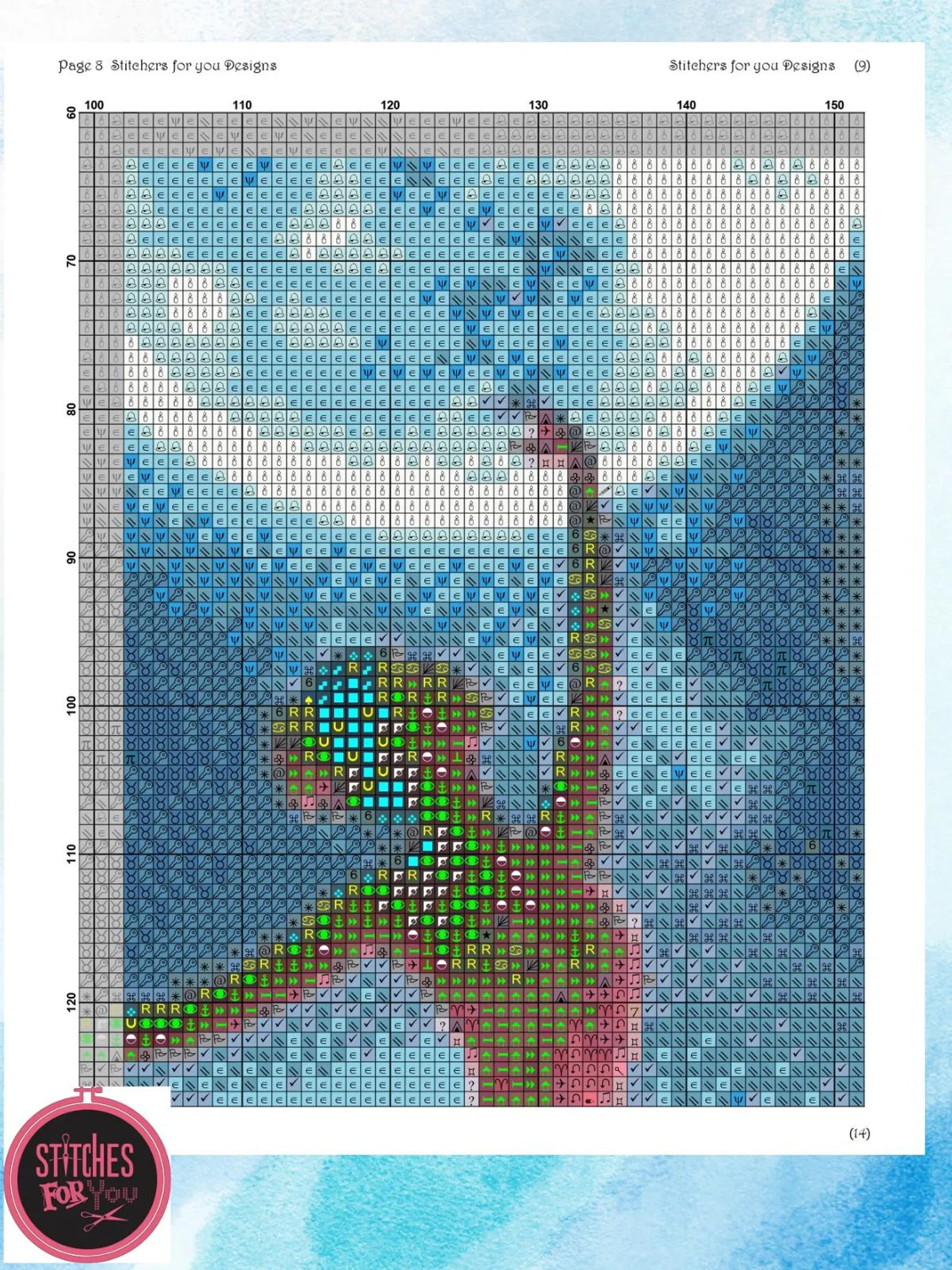 Dance of Waves- Counted Cross Stitch Patterns - Printable Chart PDF Format Needlework Embroidery Crafts DIY DMC color