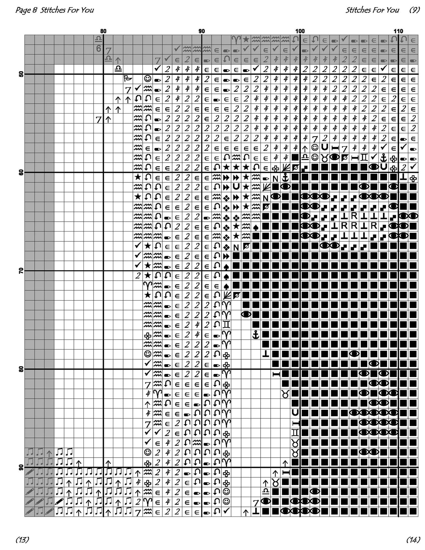 Black Elegance - Counted Cross Stitch Patterns - Printable Chart PDF Format Needlework Embroidery Crafts DIY DMC color